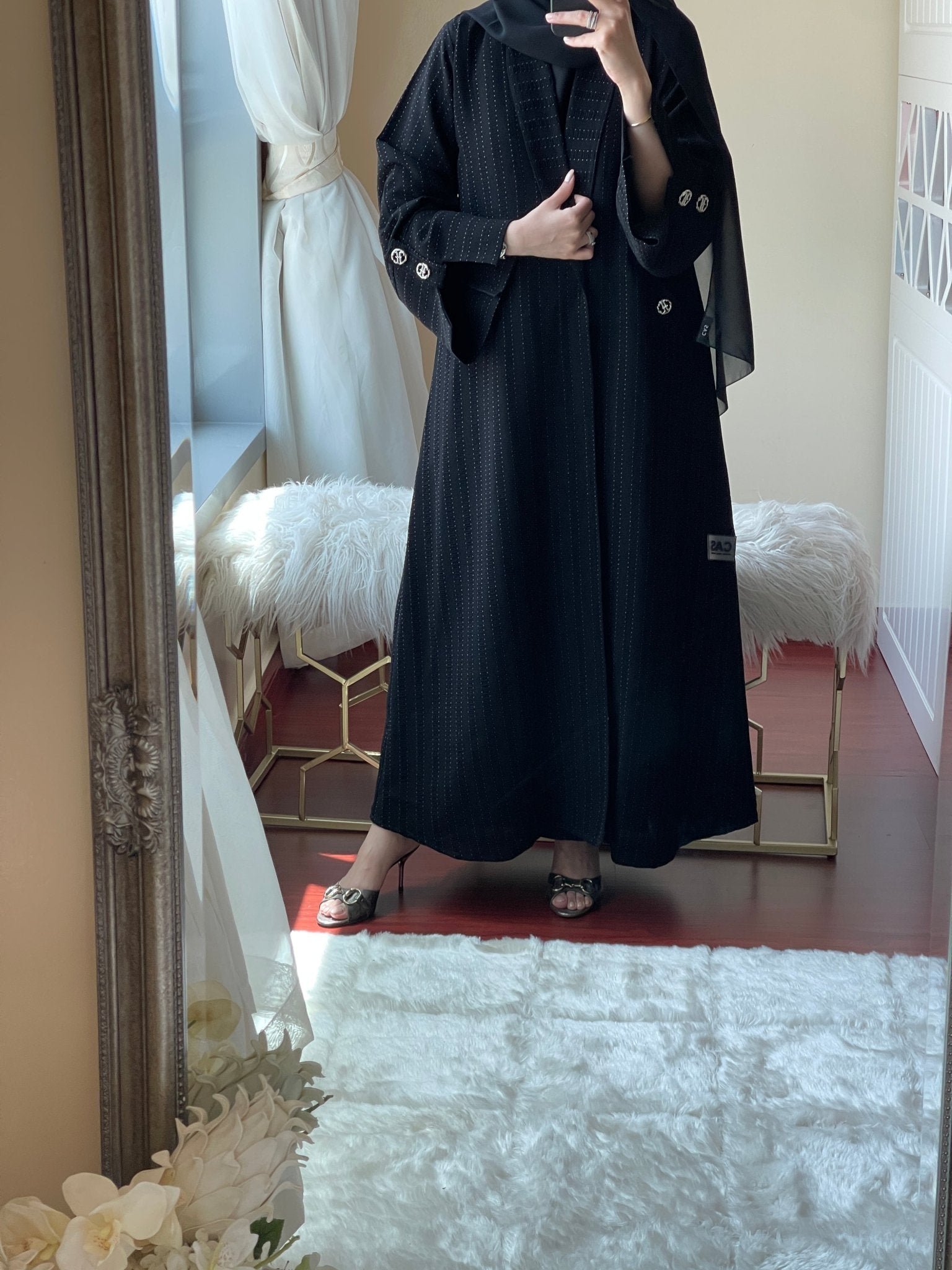 C - Black - Work - Coat - Abaya - Set