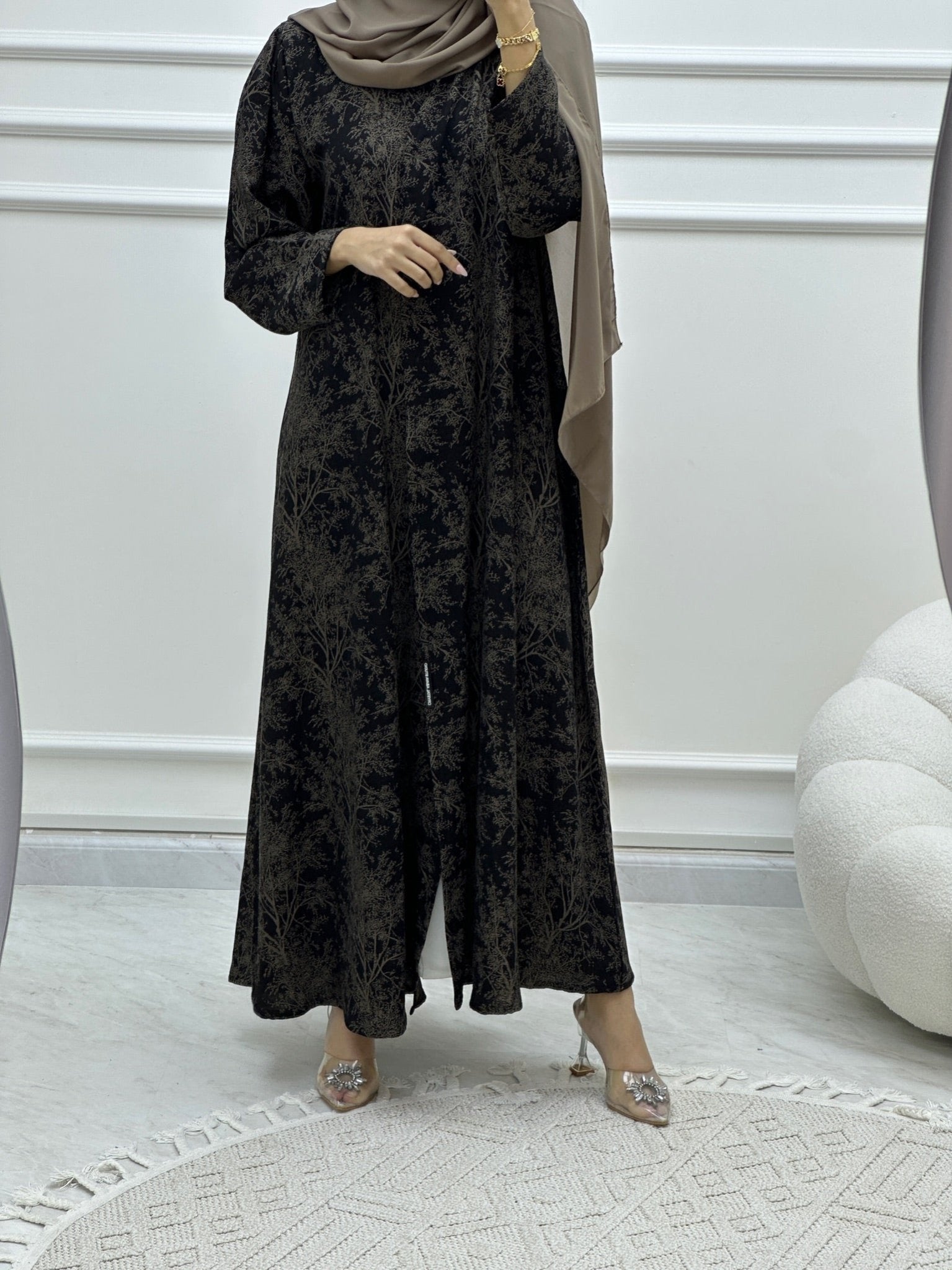 C Blossom Bisht Budget Beige Abaya