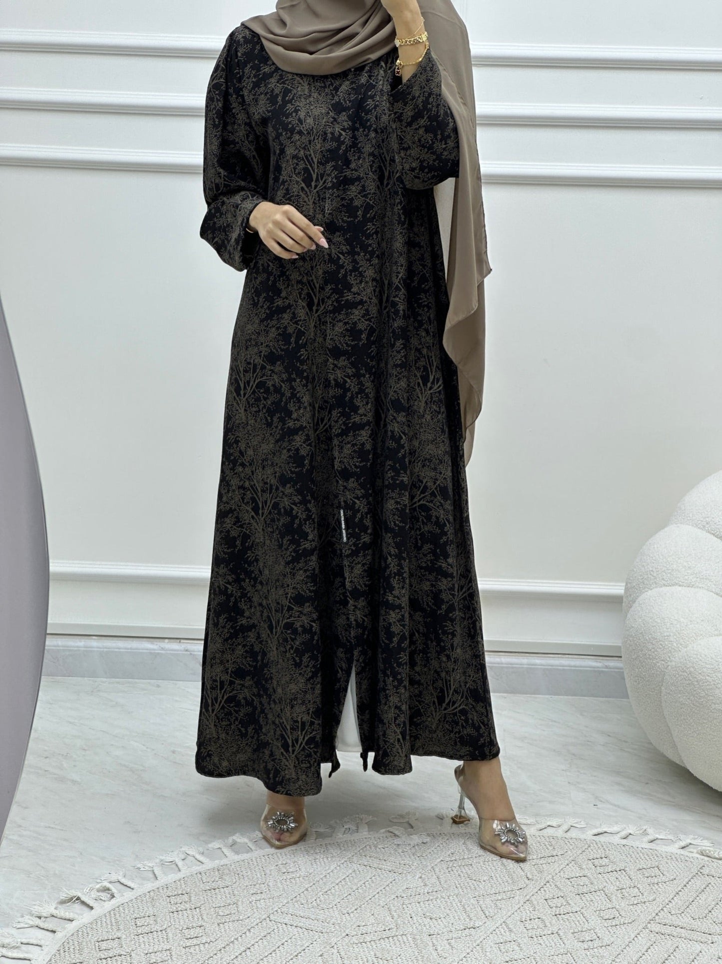 C Blossom Bisht Budget Beige Abaya