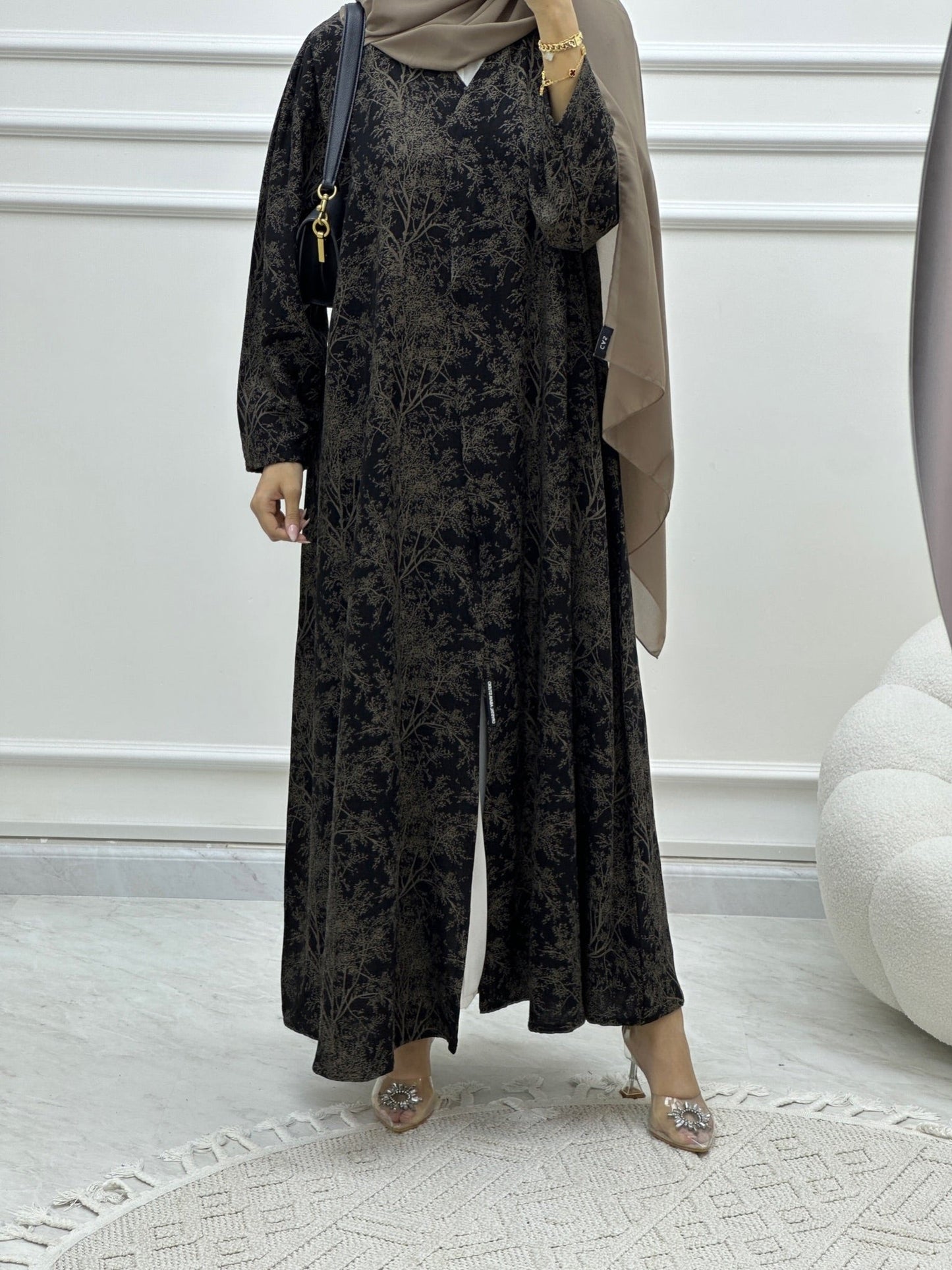 C Blossom Bisht Budget Beige Abaya