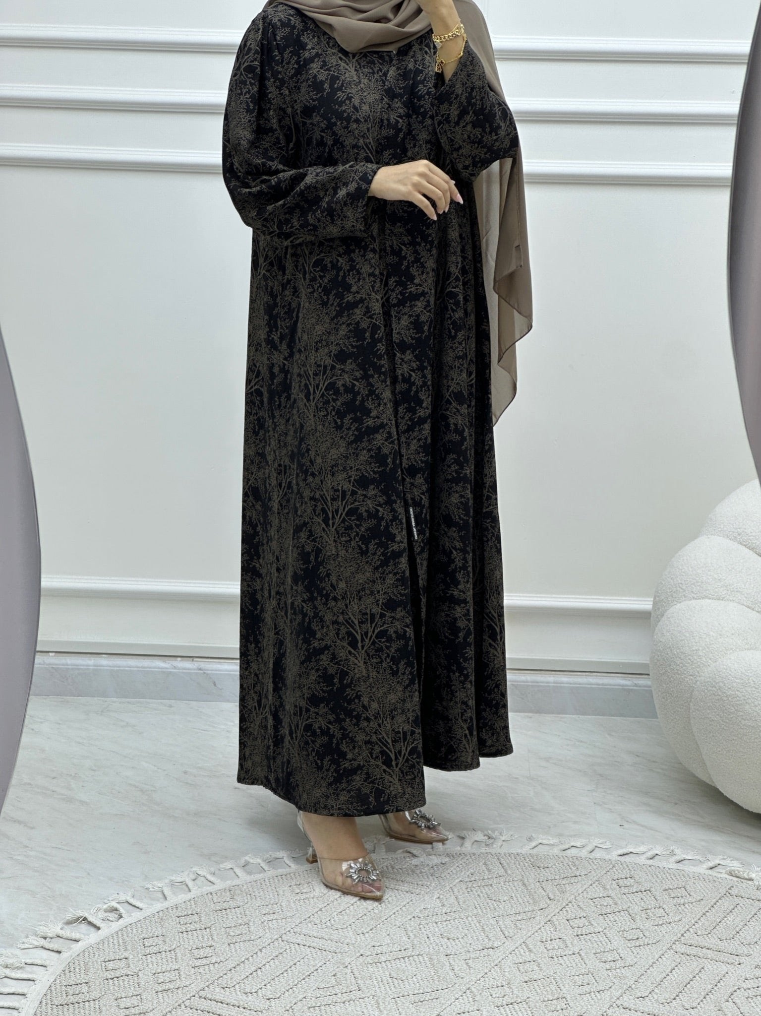 C Blossom Bisht Budget Beige Abaya