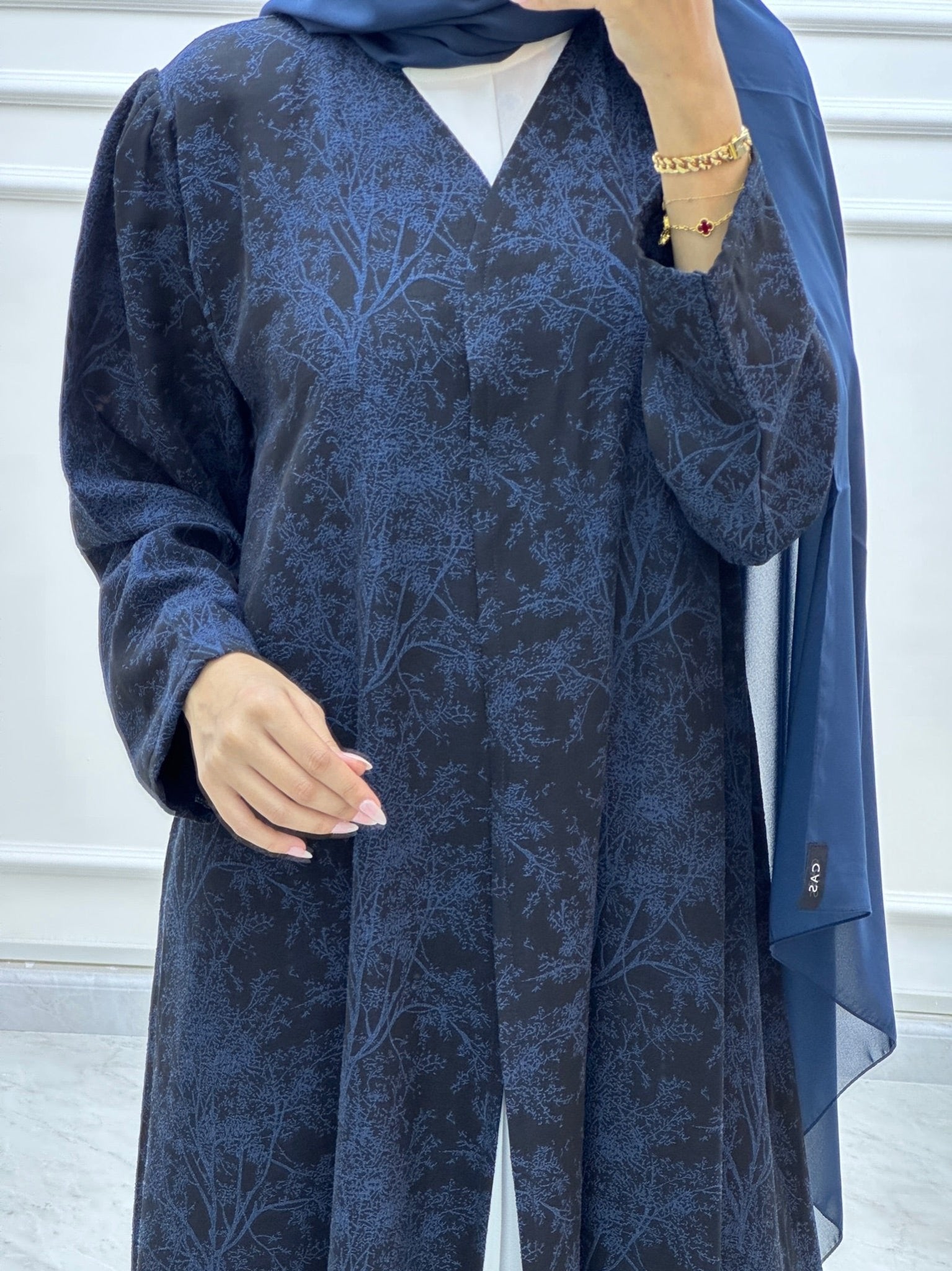 C Blossom Bisht Budget Blue Abaya