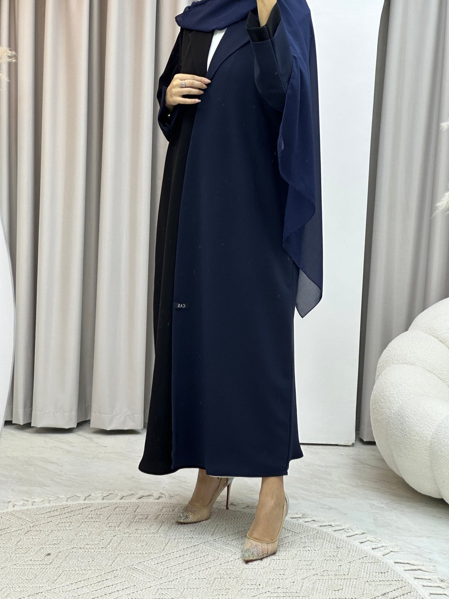 C Blue Black Coat Abaya