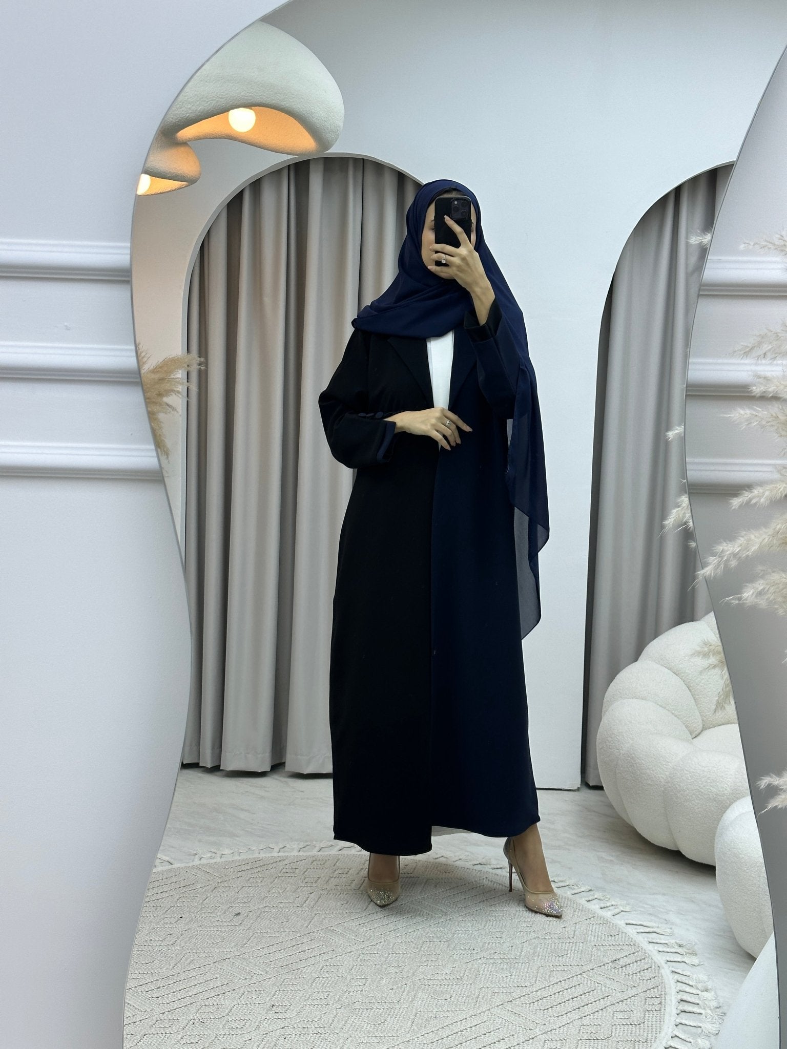 C Blue Black Coat Abaya