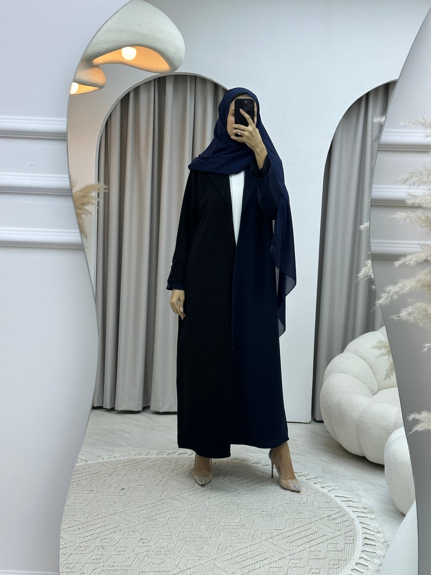 C Blue Black Coat Abaya