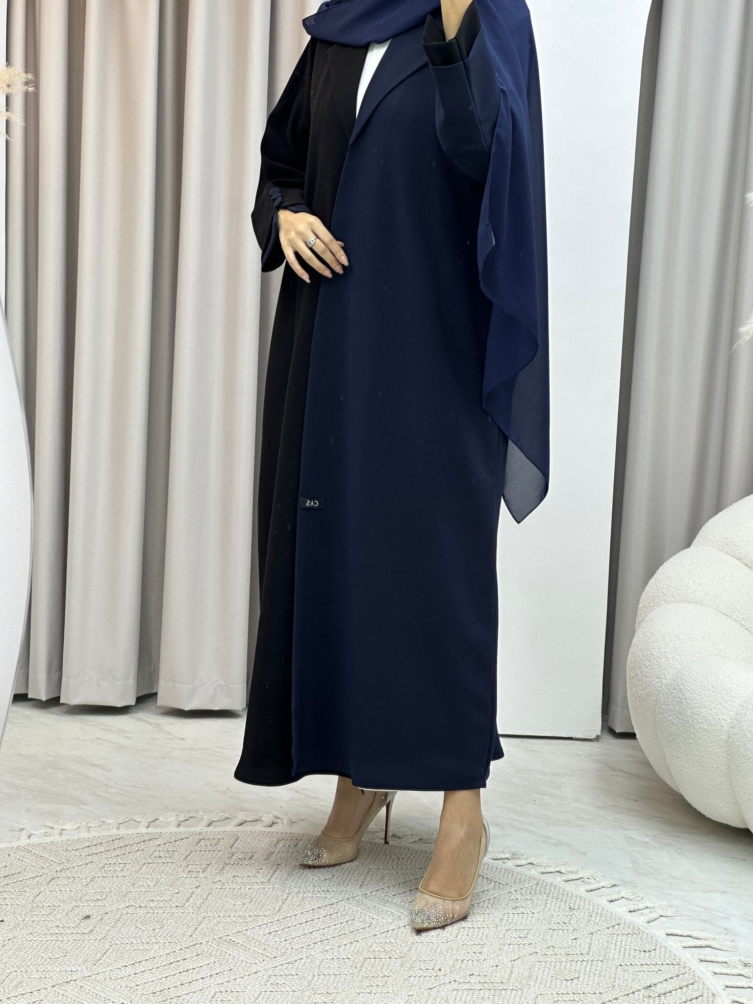 C Blue Black Coat Abaya