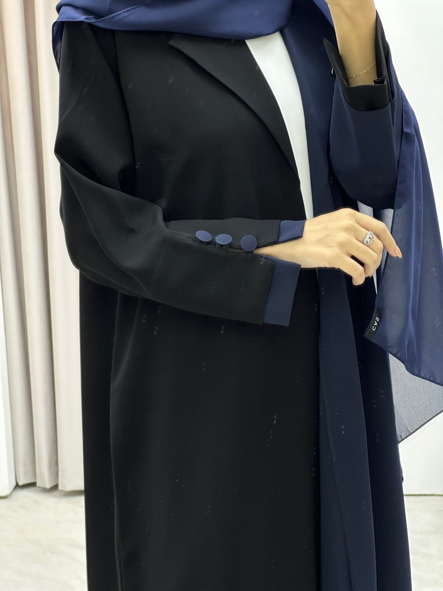 C Blue Black Coat Abaya