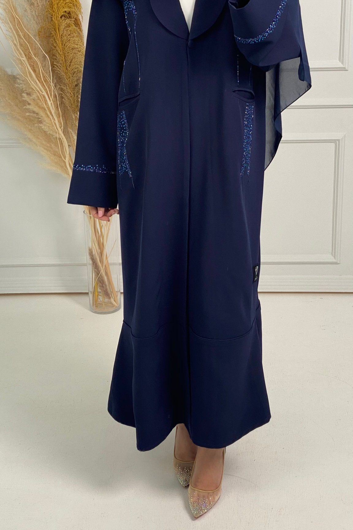 C Blue Coat Embroidered Abaya