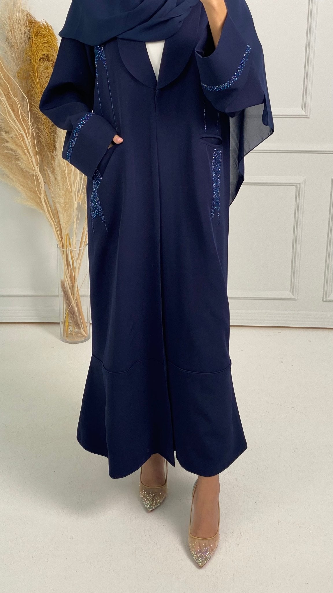 C Blue Coat Embroidered Abaya