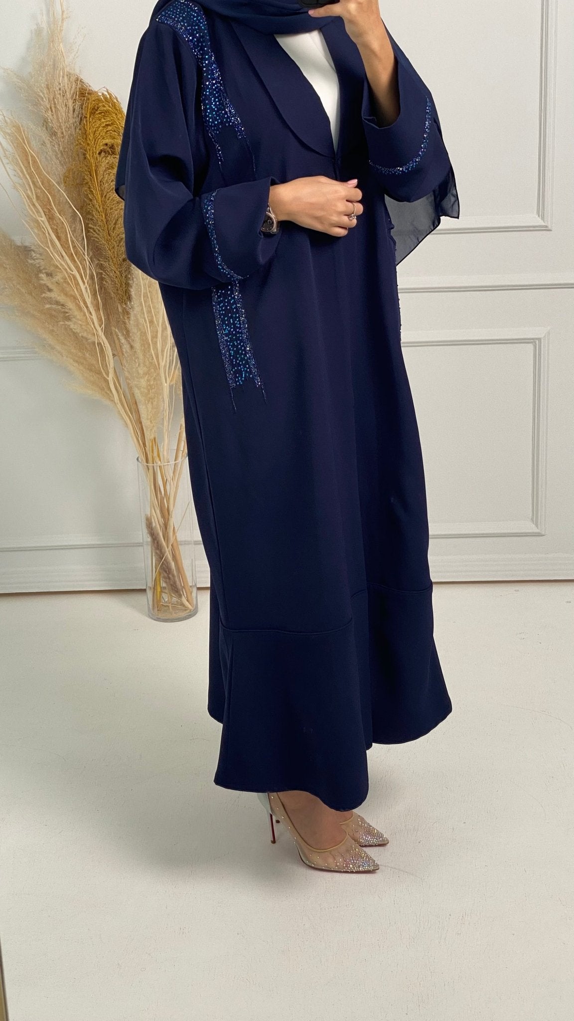 C Blue Coat Embroidered Abaya