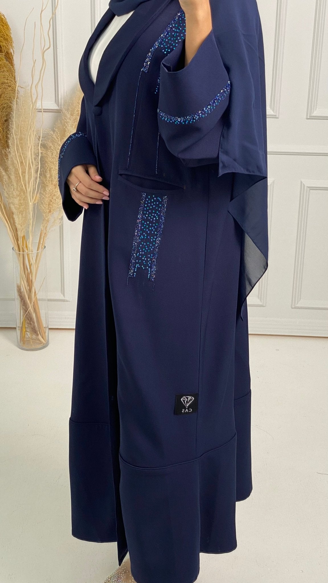 C Blue Coat Embroidered Abaya