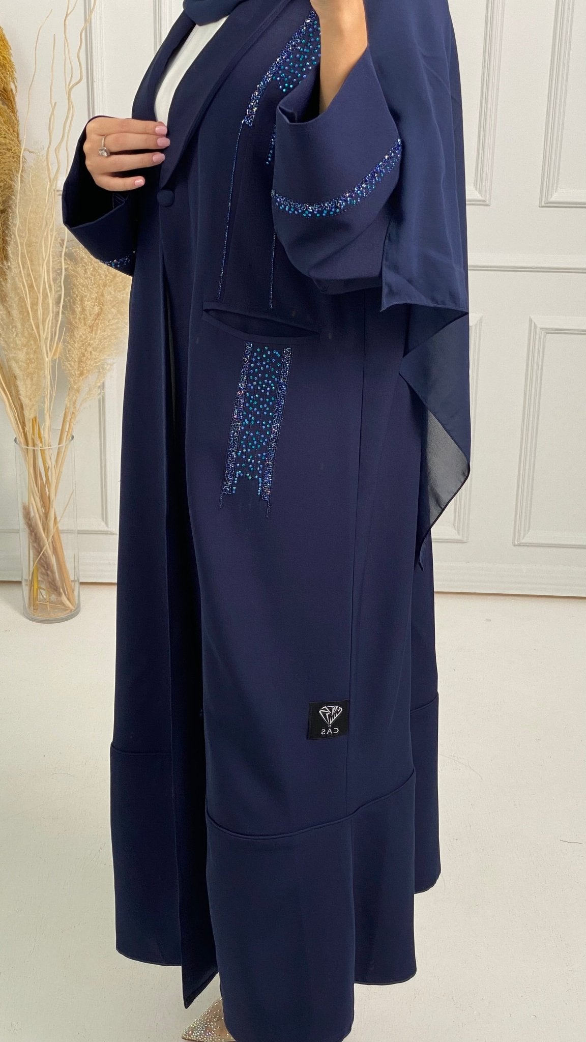 C Blue Coat Embroidered Abaya