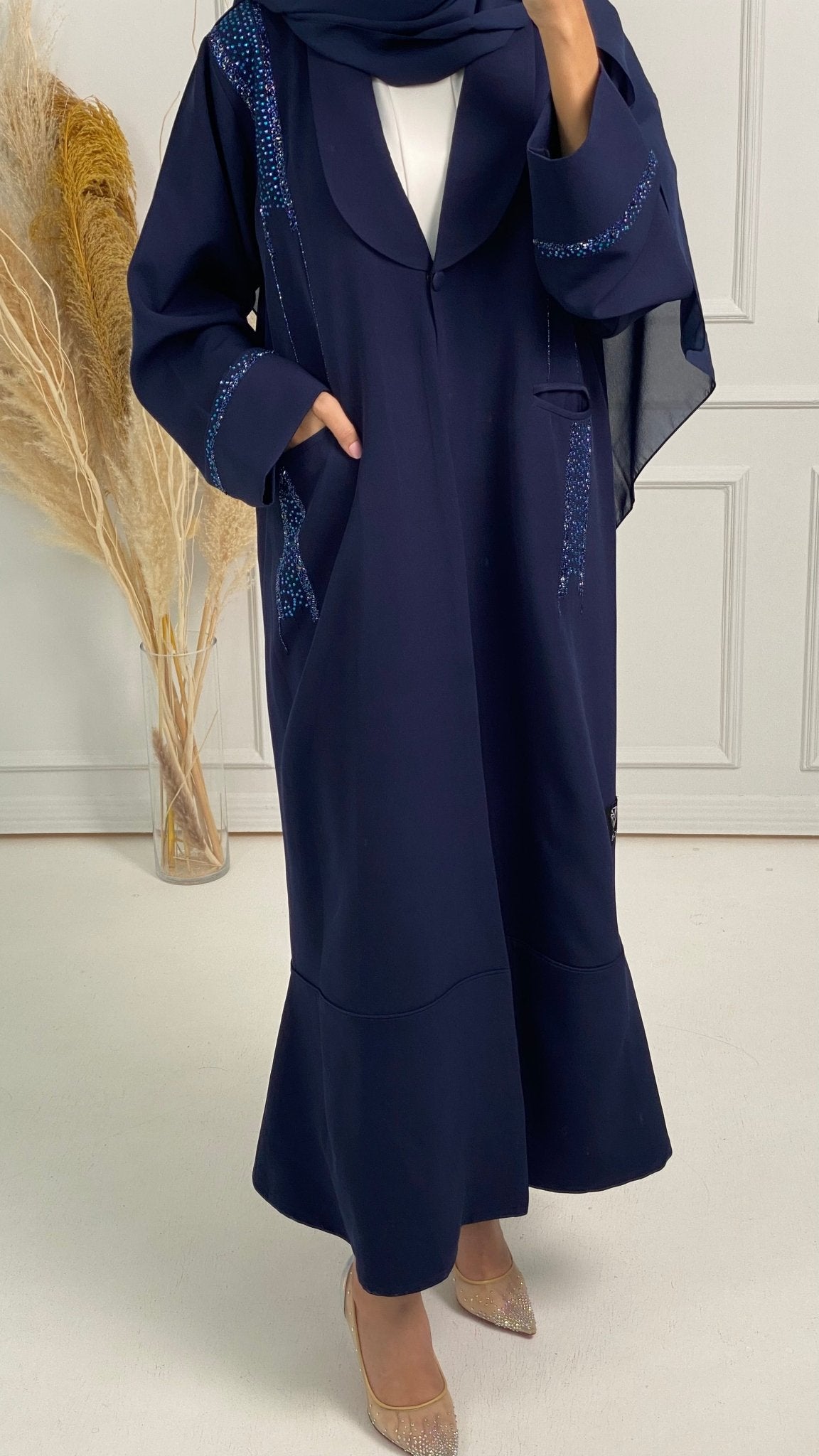 C Blue Coat Embroidered Abaya