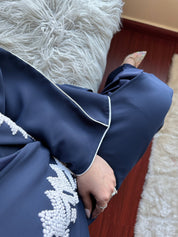 C - Blue - Crepe - Evening - Abaya - Set - 44