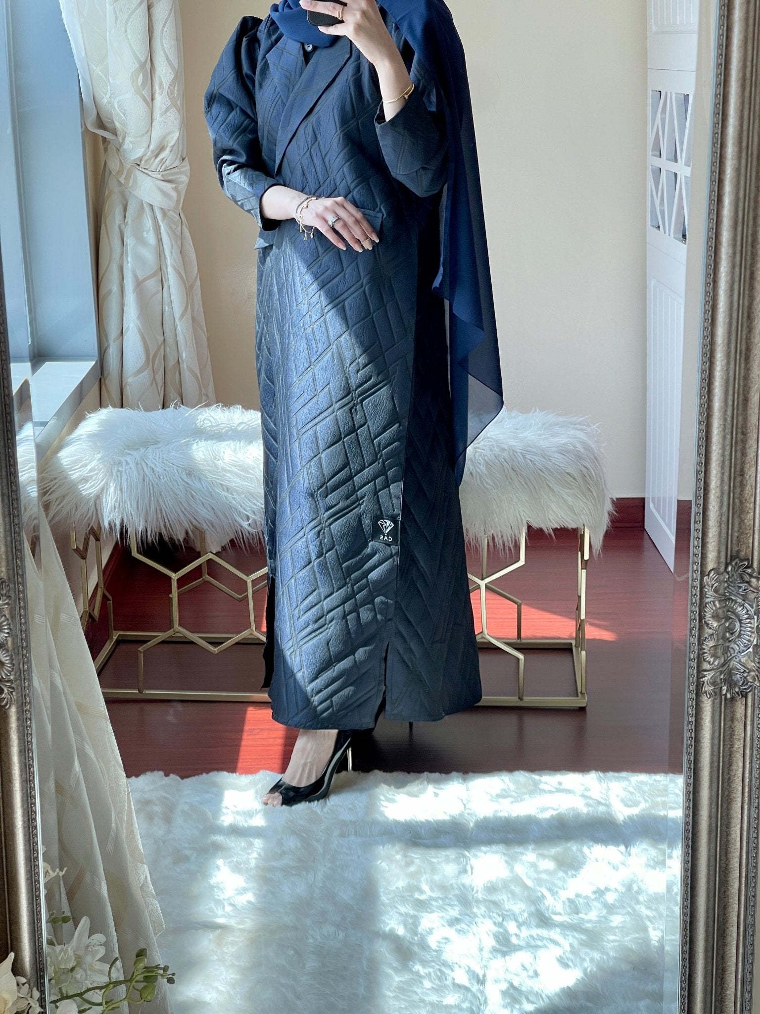 C - Blue - Jacquard - Ramadan - Abaya - Set - 29