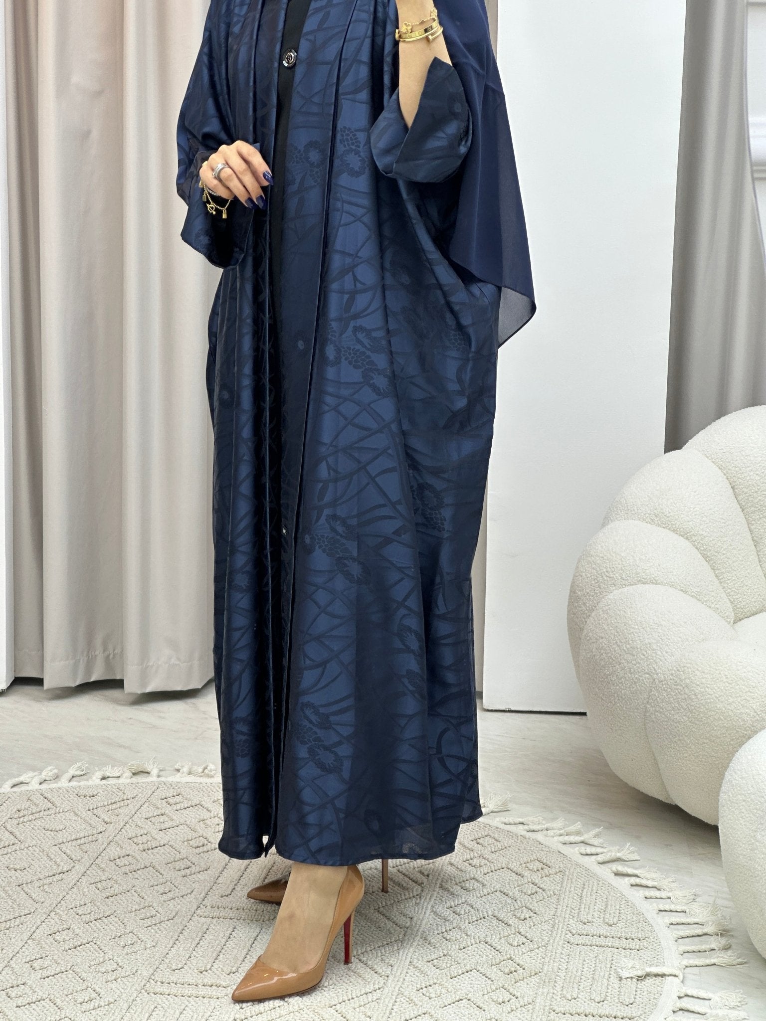 C Blue Swirl Bisht Abaya