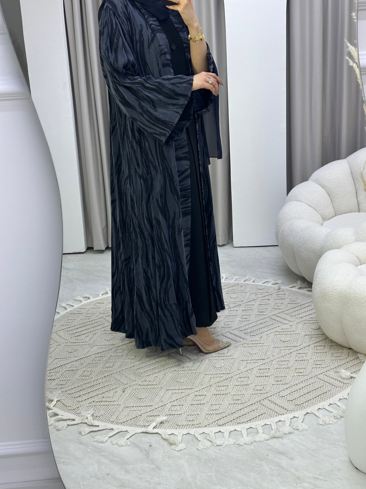 C Blue Swirl Premium Abaya