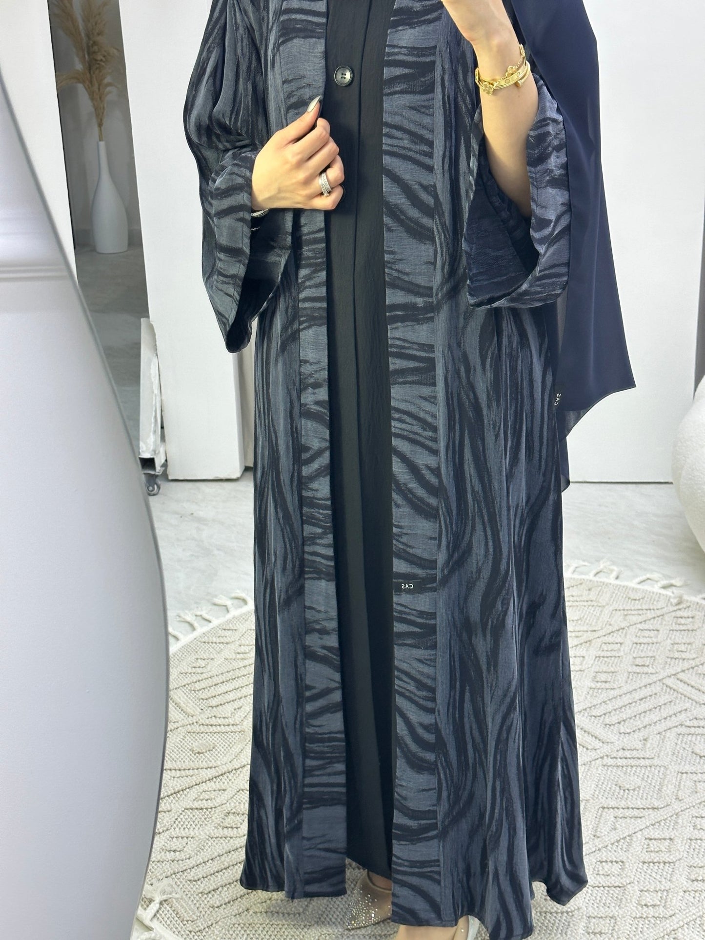 C Blue Swirl Premium Abaya