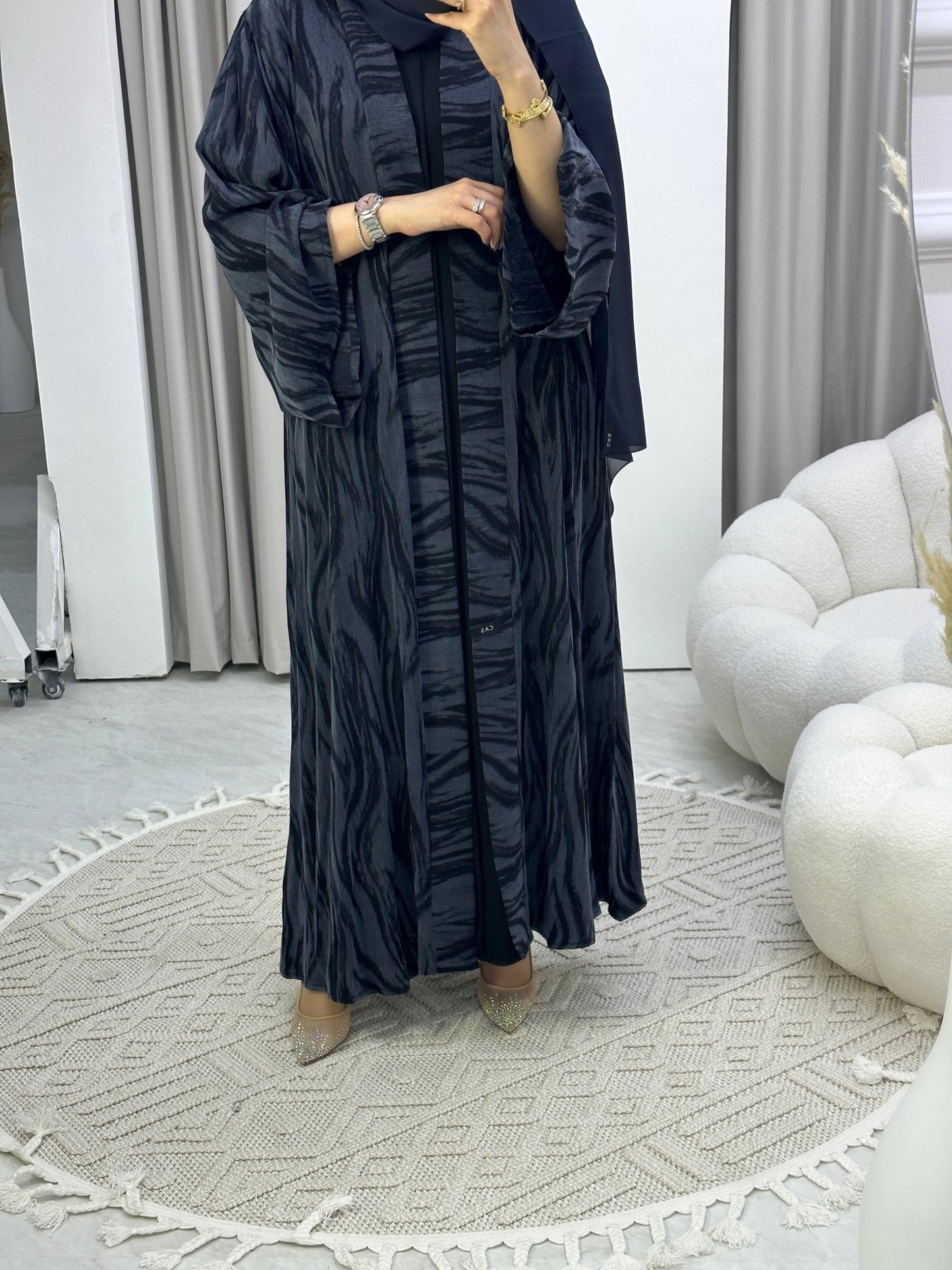 C Blue Swirl Premium Abaya