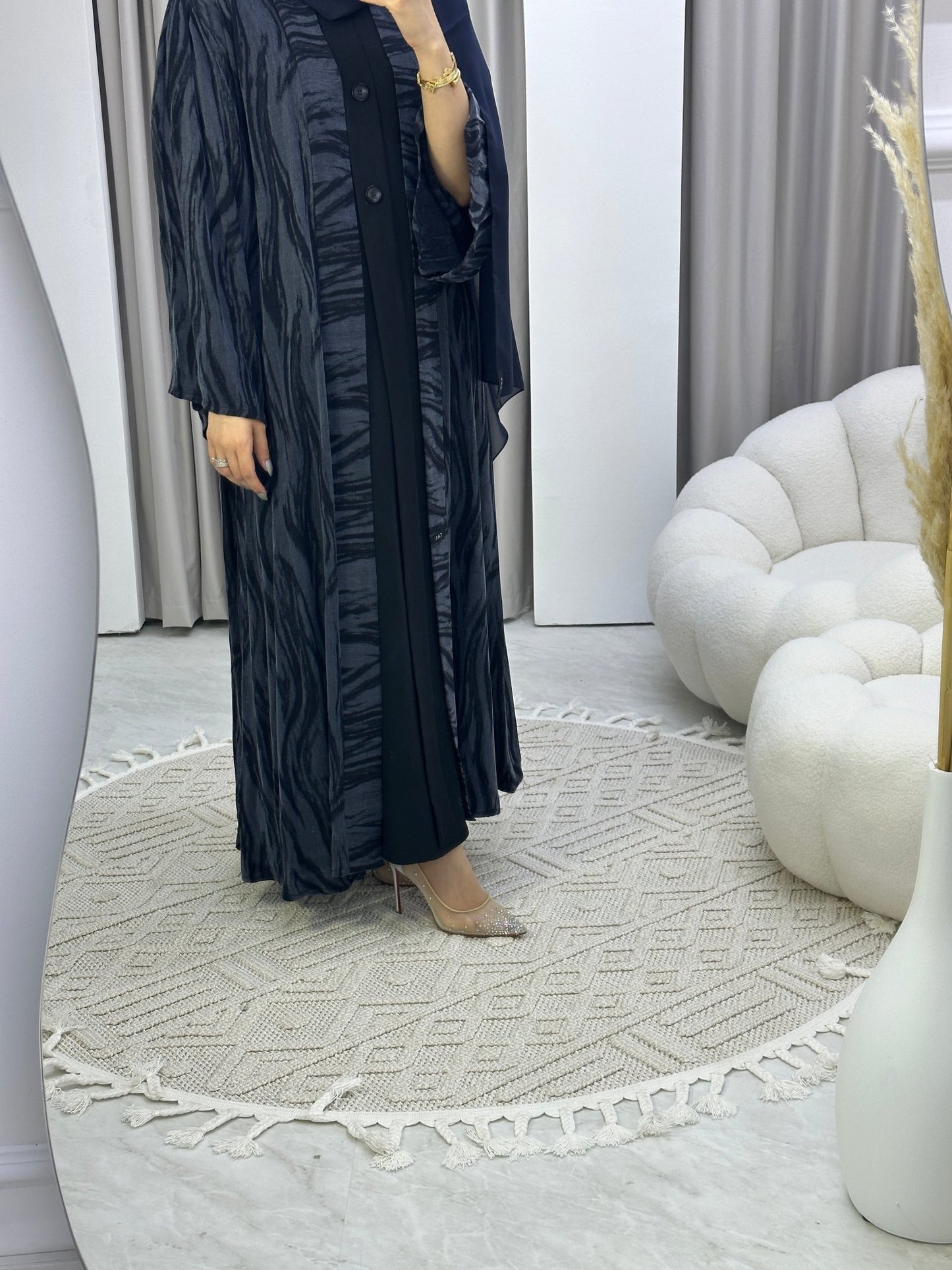 C Blue Swirl Premium Abaya