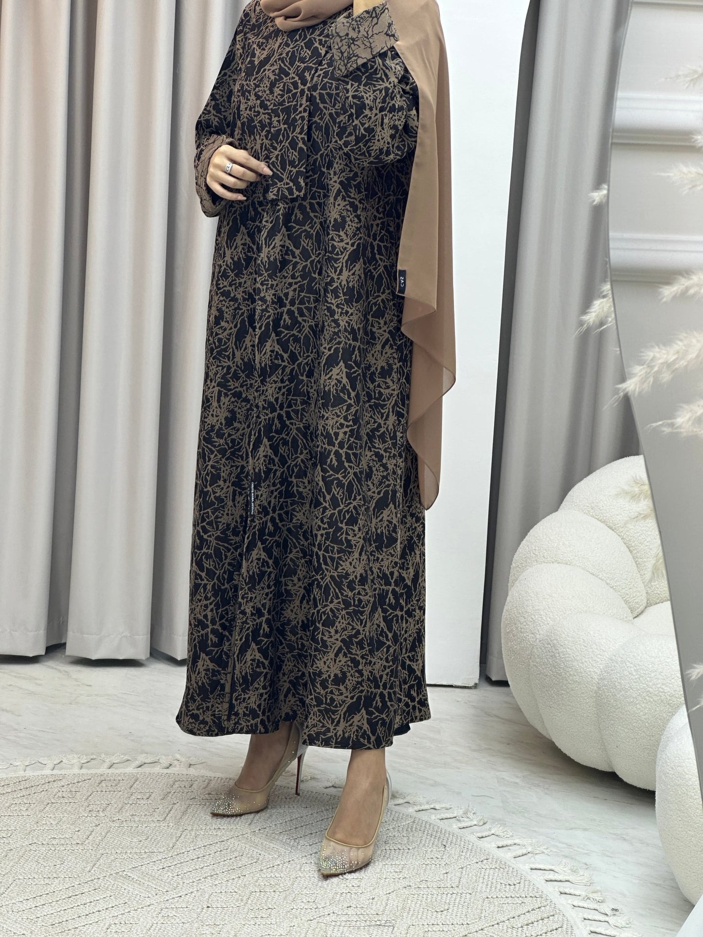 C Branch Winter Beige Coat Abaya