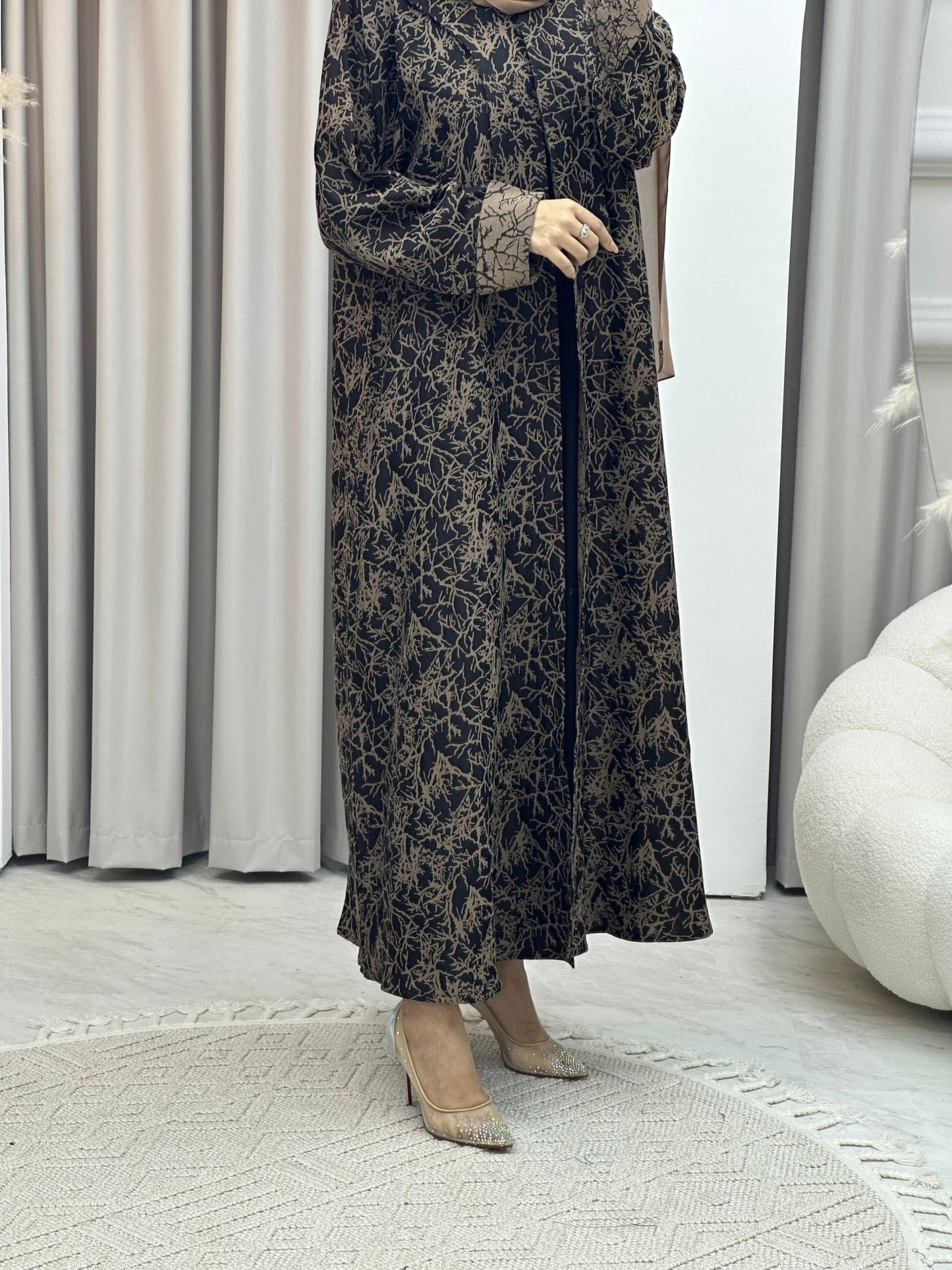 C Branch Winter Beige Coat Abaya