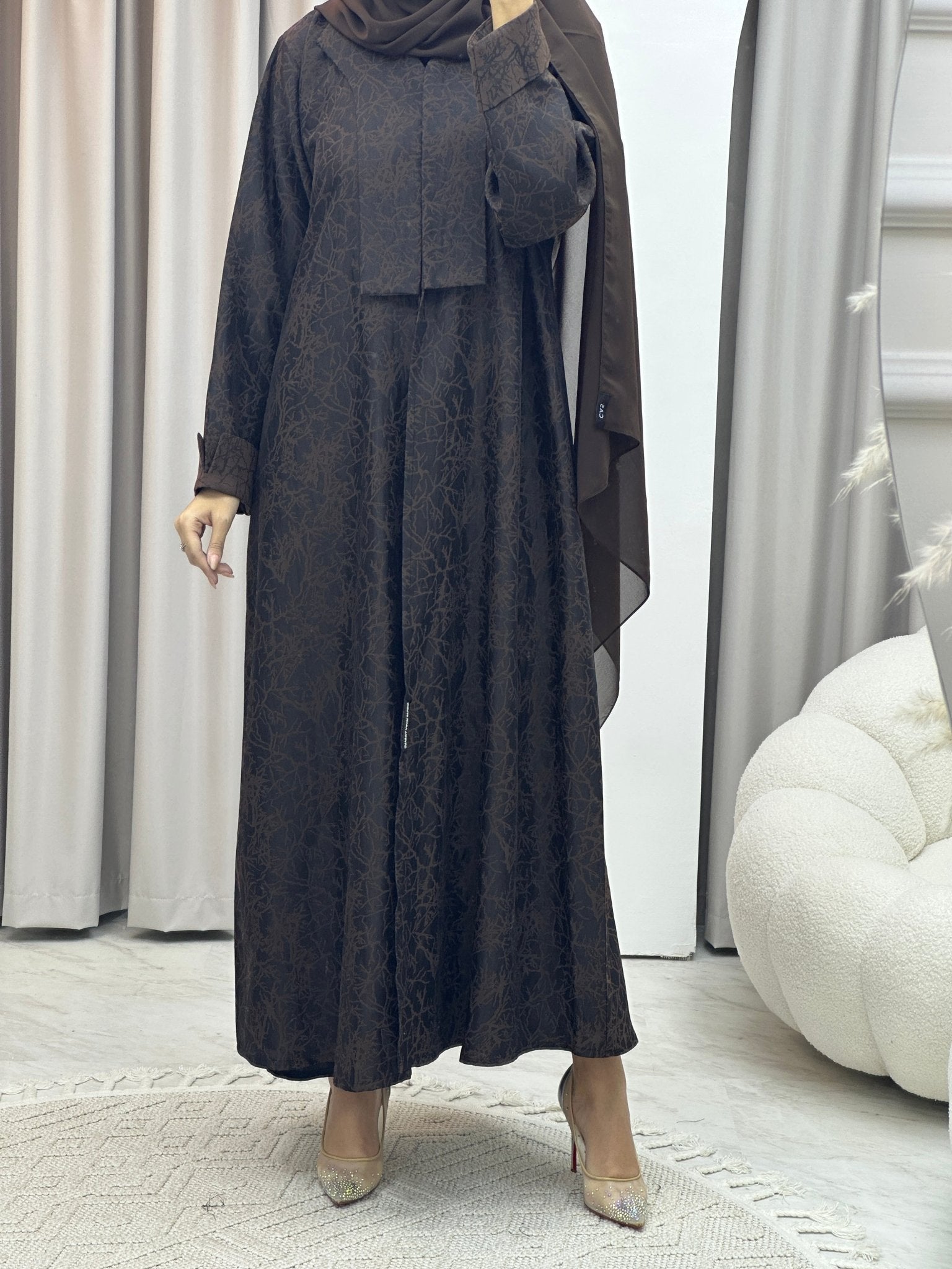 C Branch Winter Brown Coat Abaya