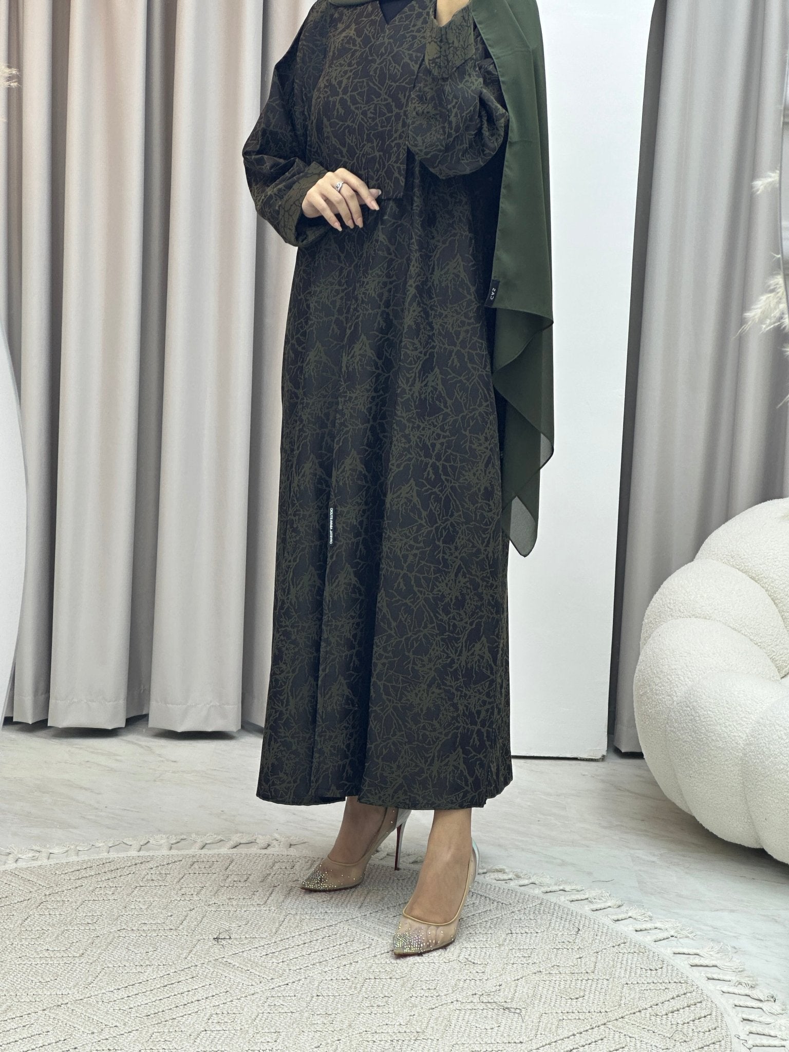 C Branch Winter Green Coat Abaya