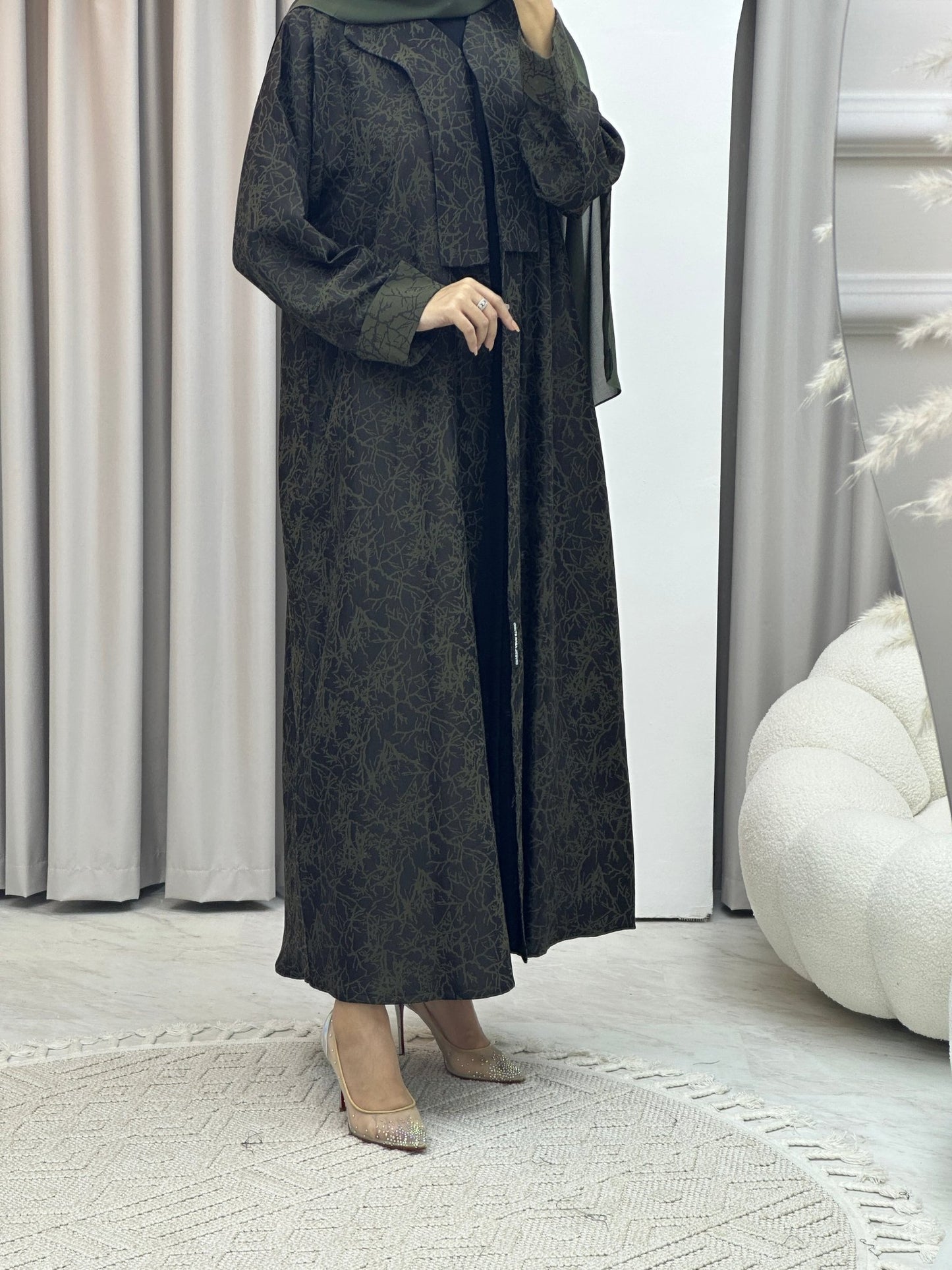 C Branch Winter Green Coat Abaya