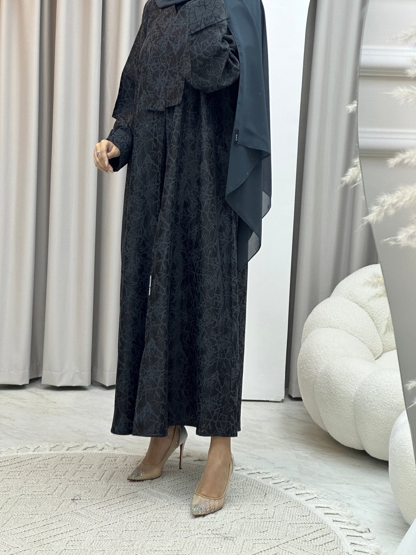 C Branch Winter Grey Coat Abaya