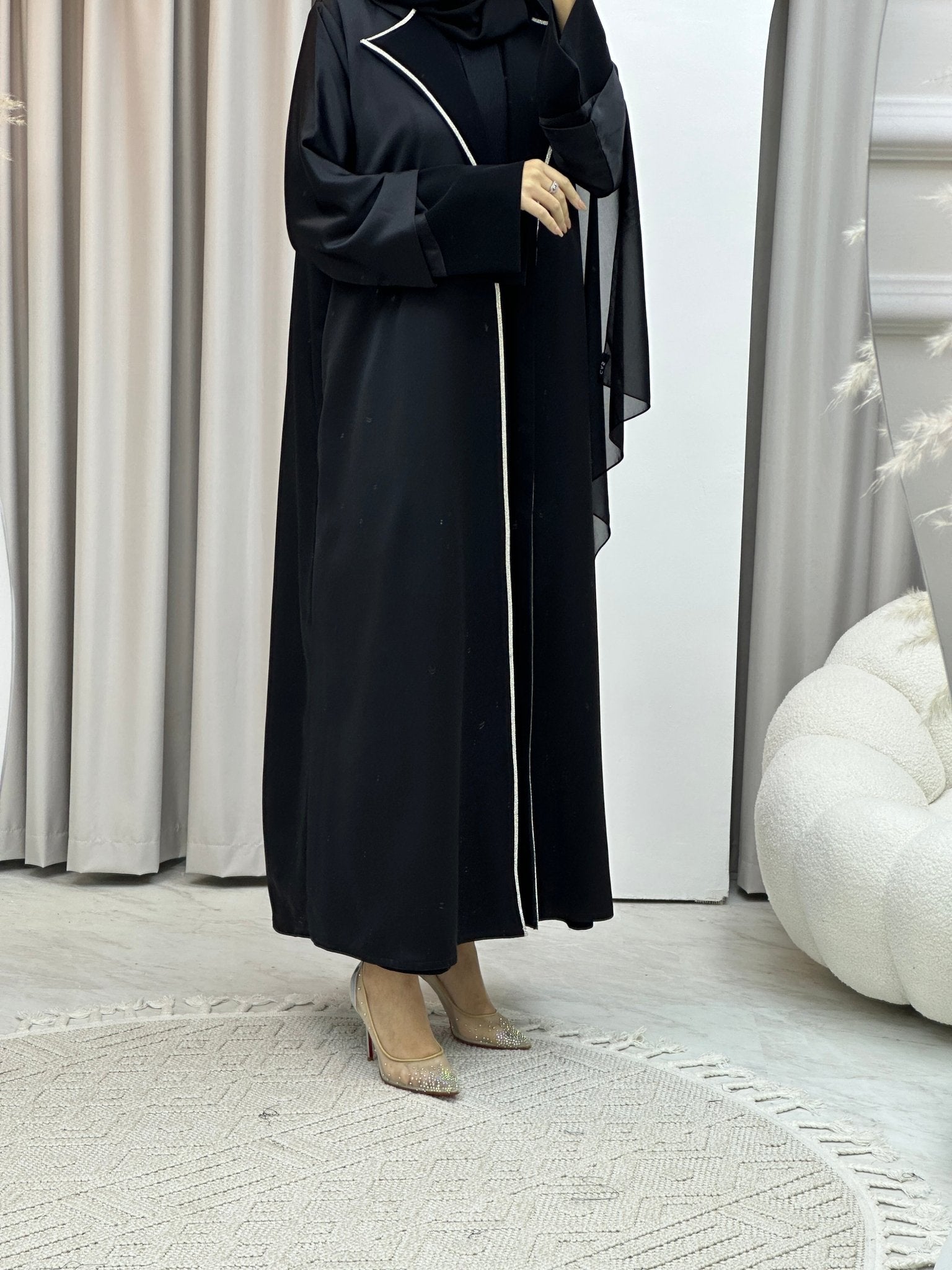 C Bridal Satin Classic Coat Abaya Set