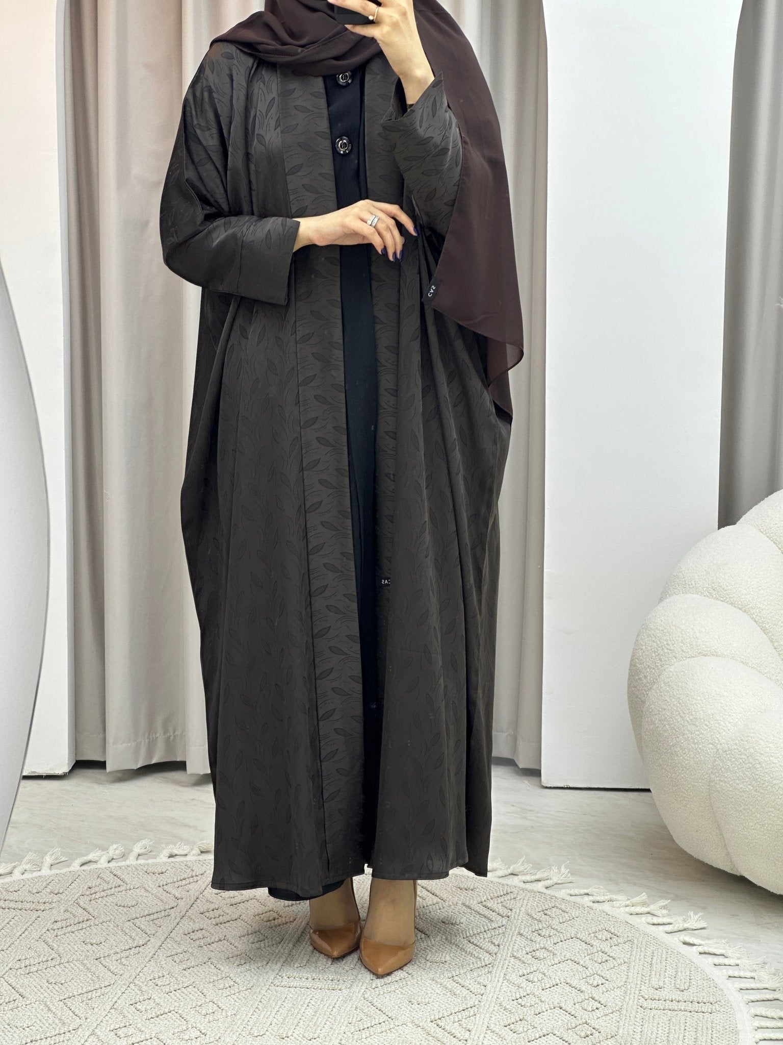 C Brown Leaf Bisht Abaya