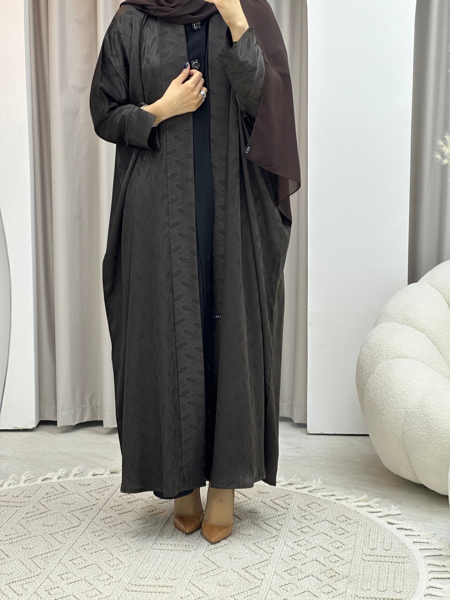 C Brown Leaf Bisht Abaya