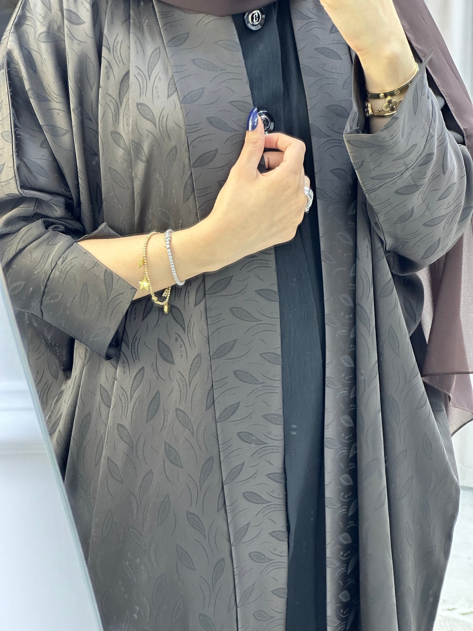 C Brown Leaf Bisht Abaya