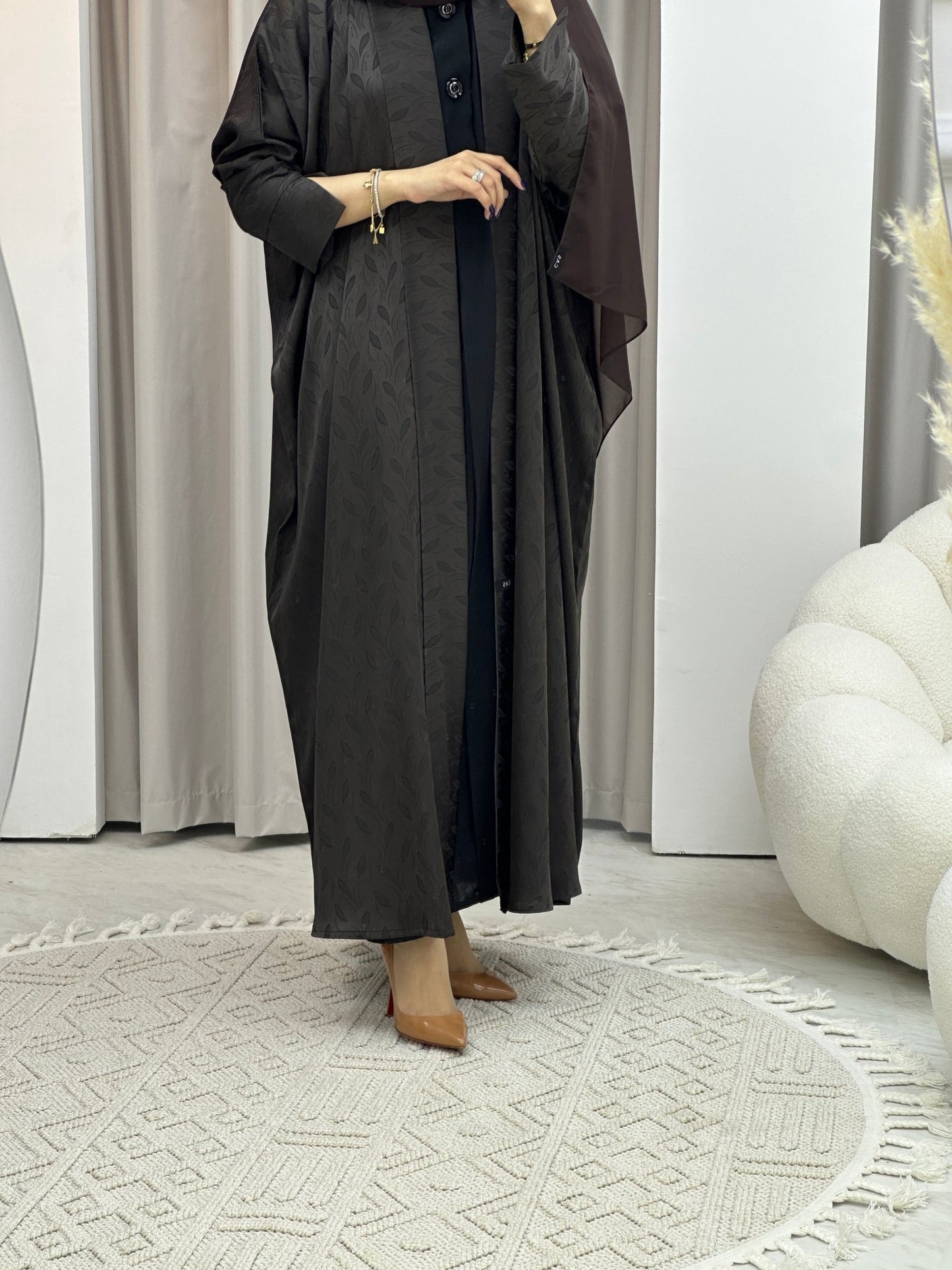 C Brown Leaf Bisht Abaya