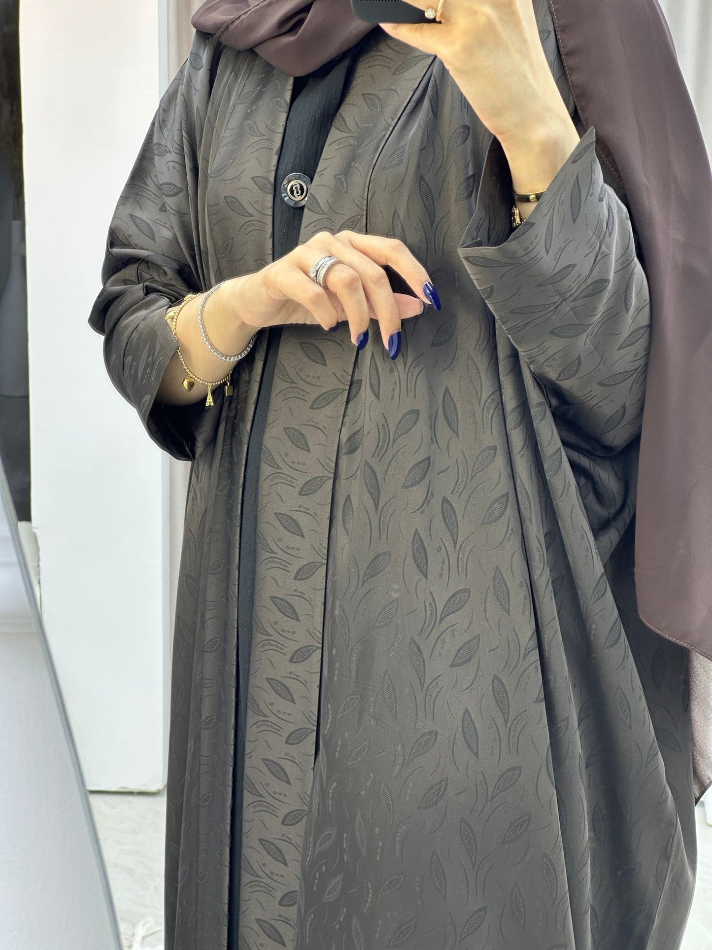 C Brown Leaf Bisht Abaya