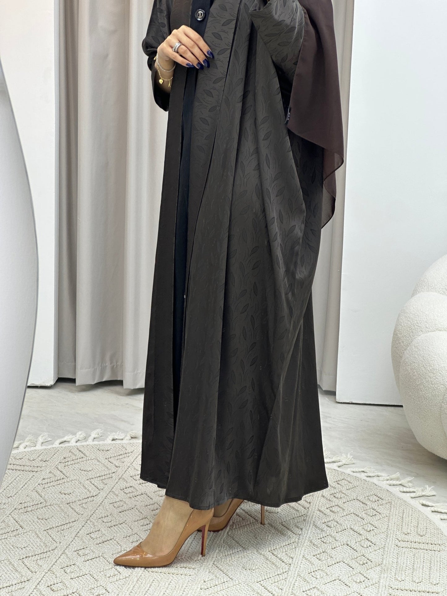 C Brown Leaf Bisht Abaya