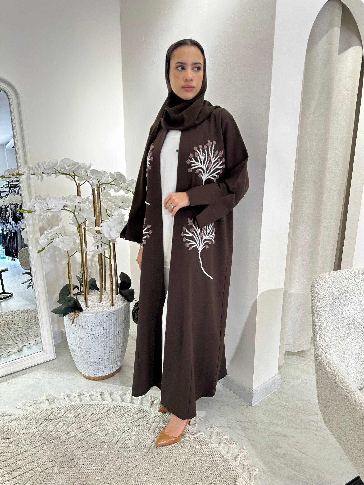 C Brown Summer Linen Eid Abaya