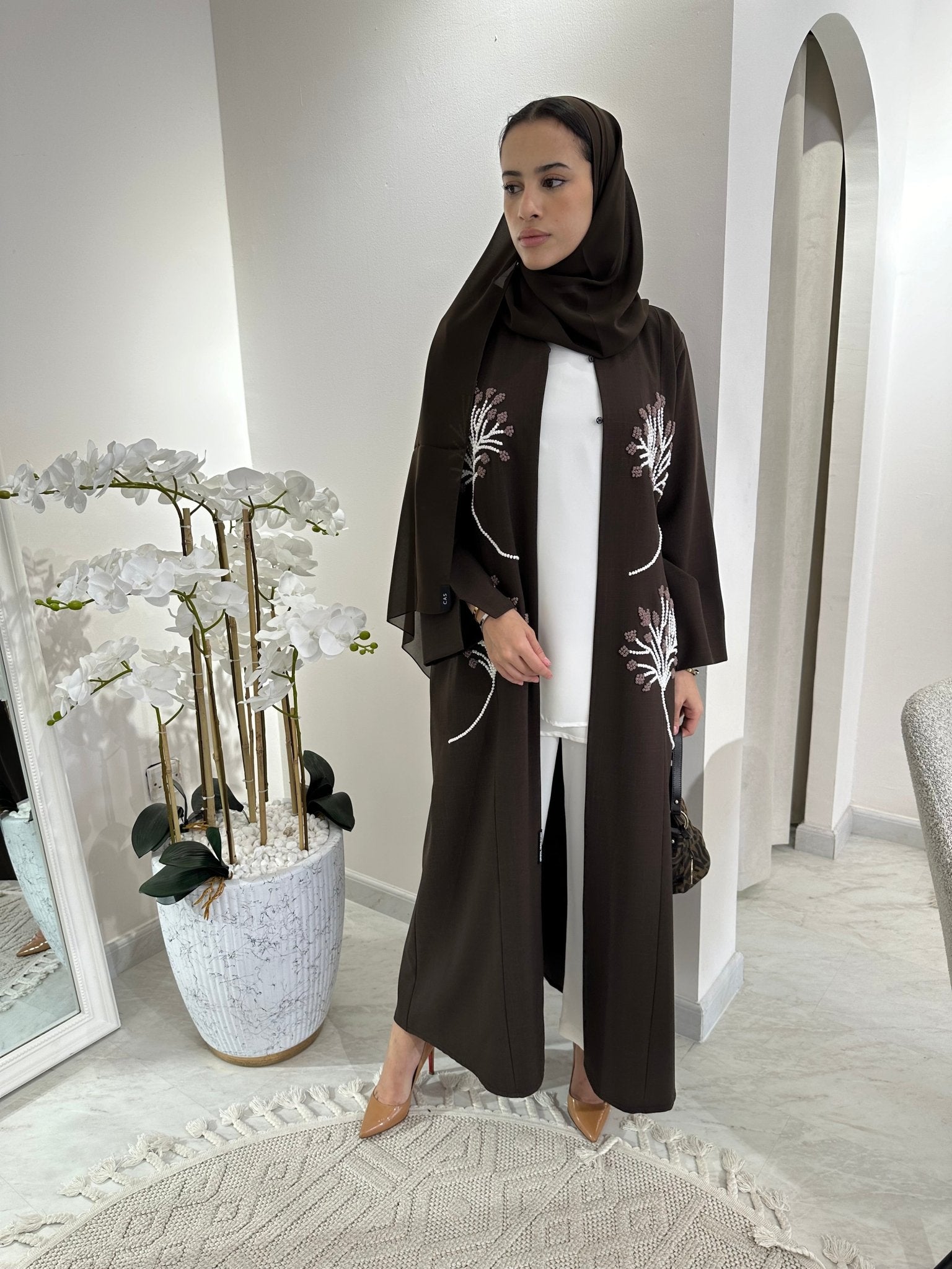 C Brown Summer Linen Eid Abaya