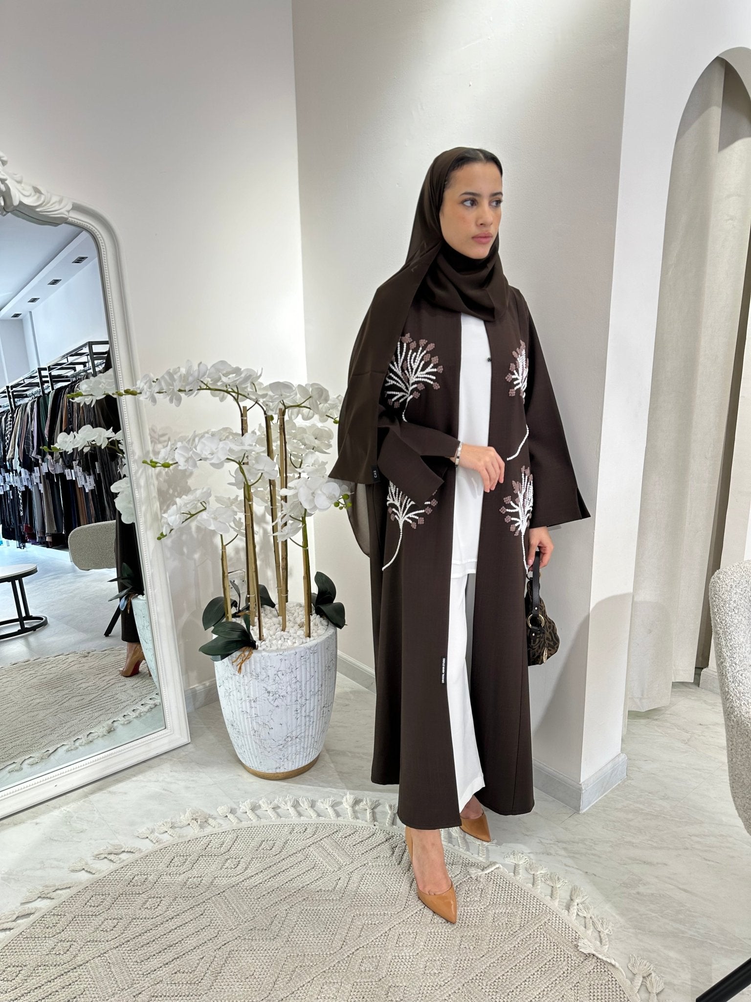 C Brown Summer Linen Eid Abaya