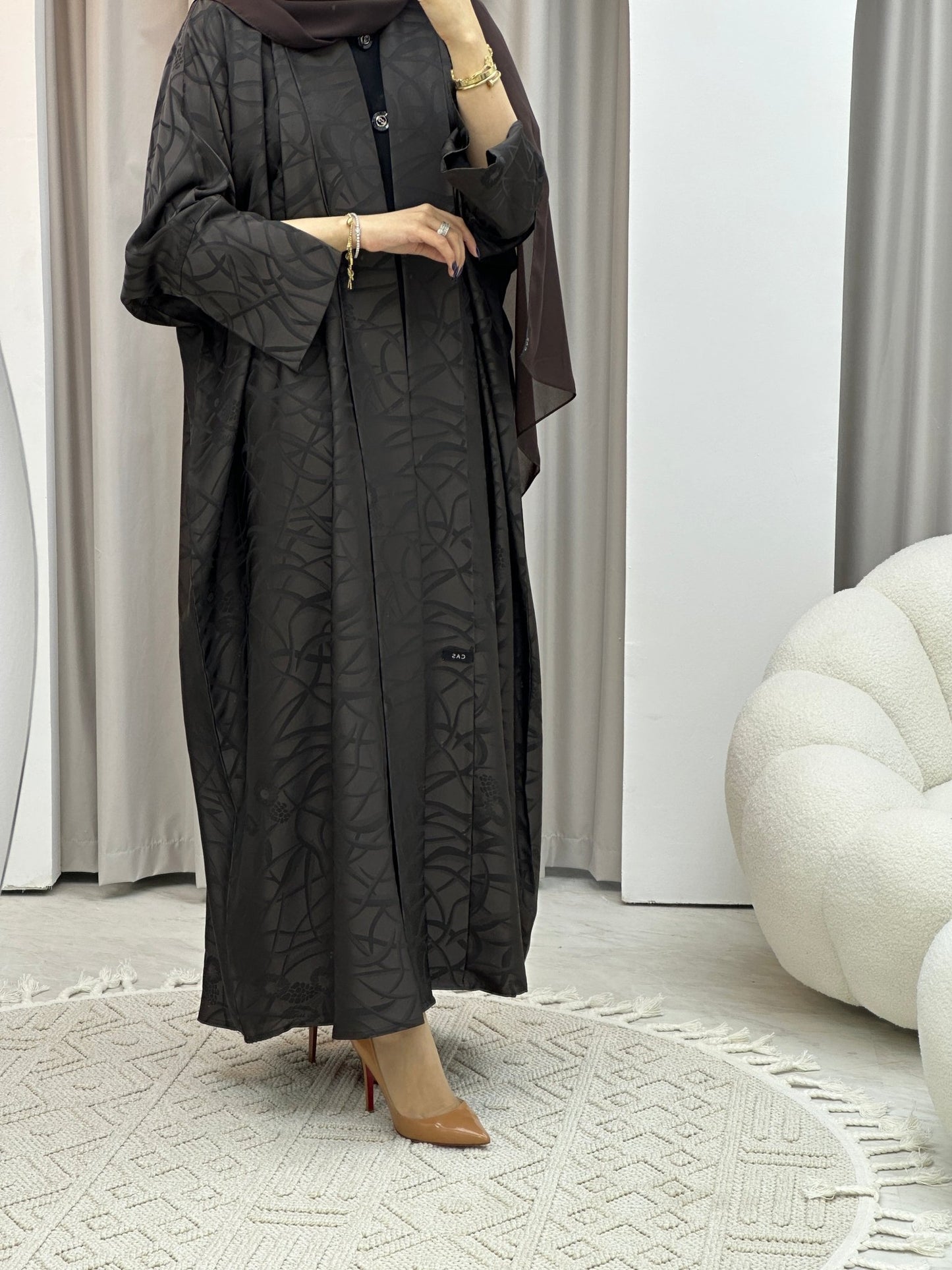 C Brown Swirl Bisht Abaya