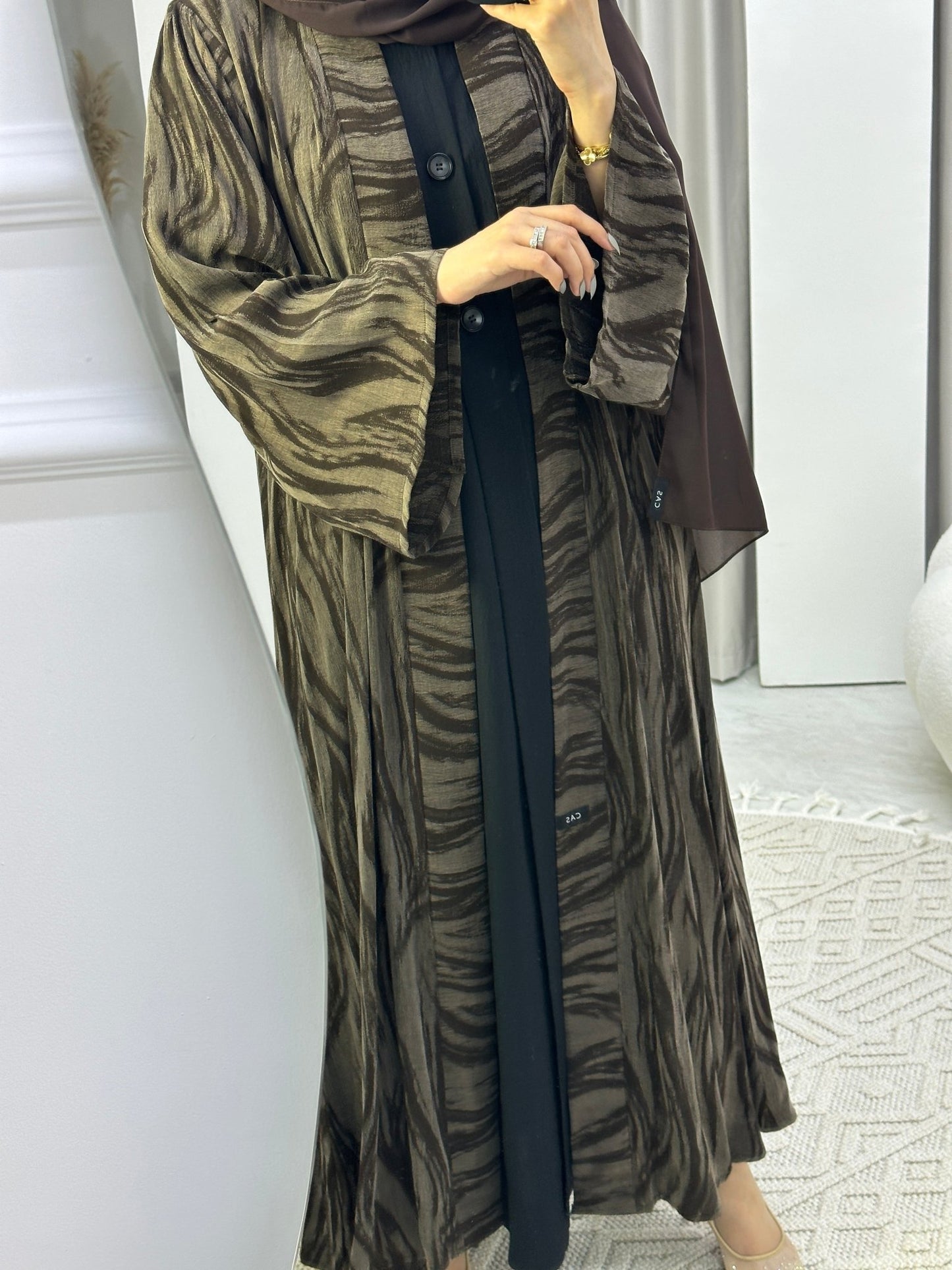 C Brown Swirl Premium Abaya