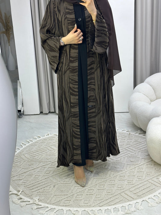 C Brown Swirl Premium Abaya