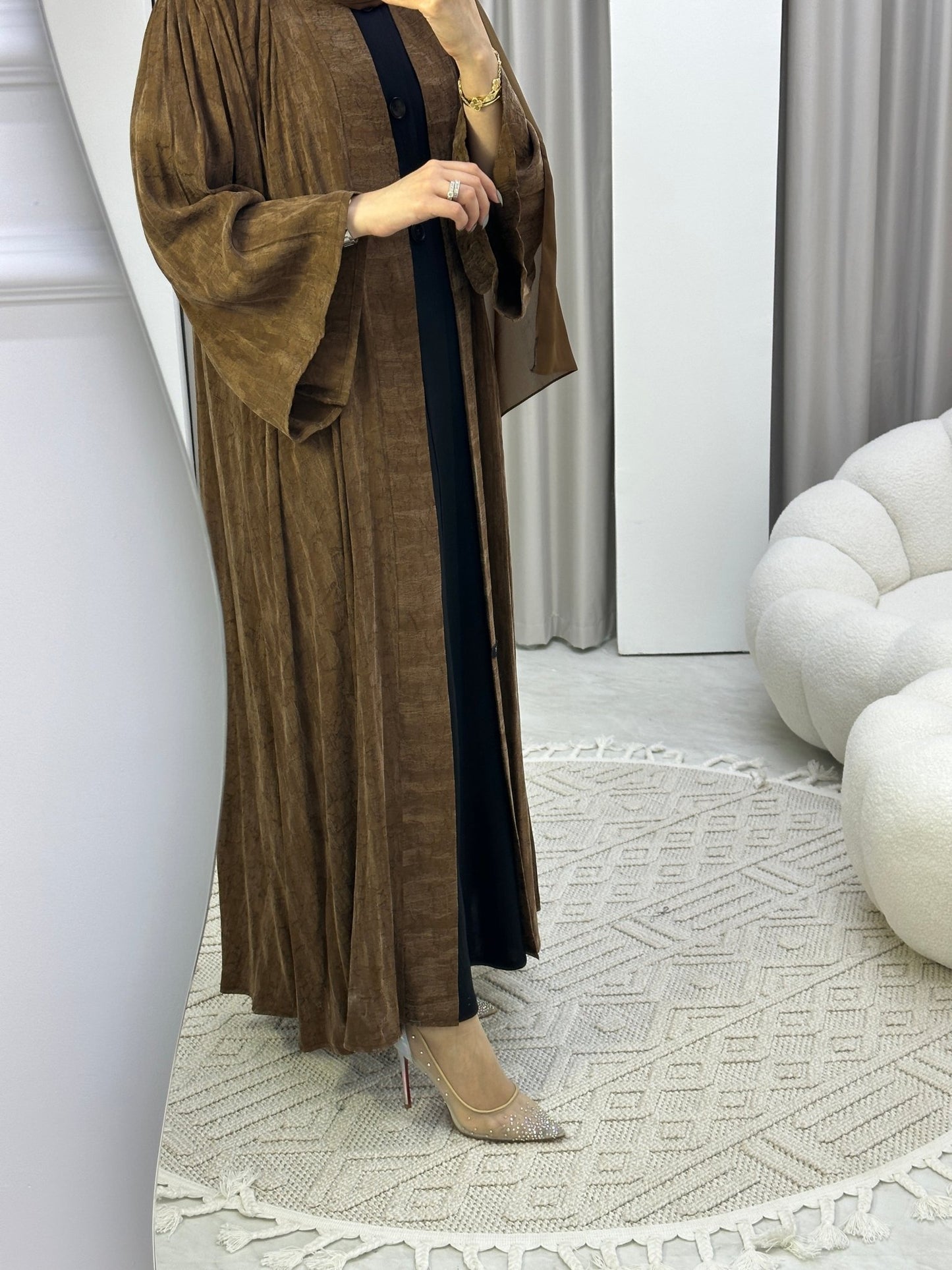 C Caramel Marble Premium Abaya