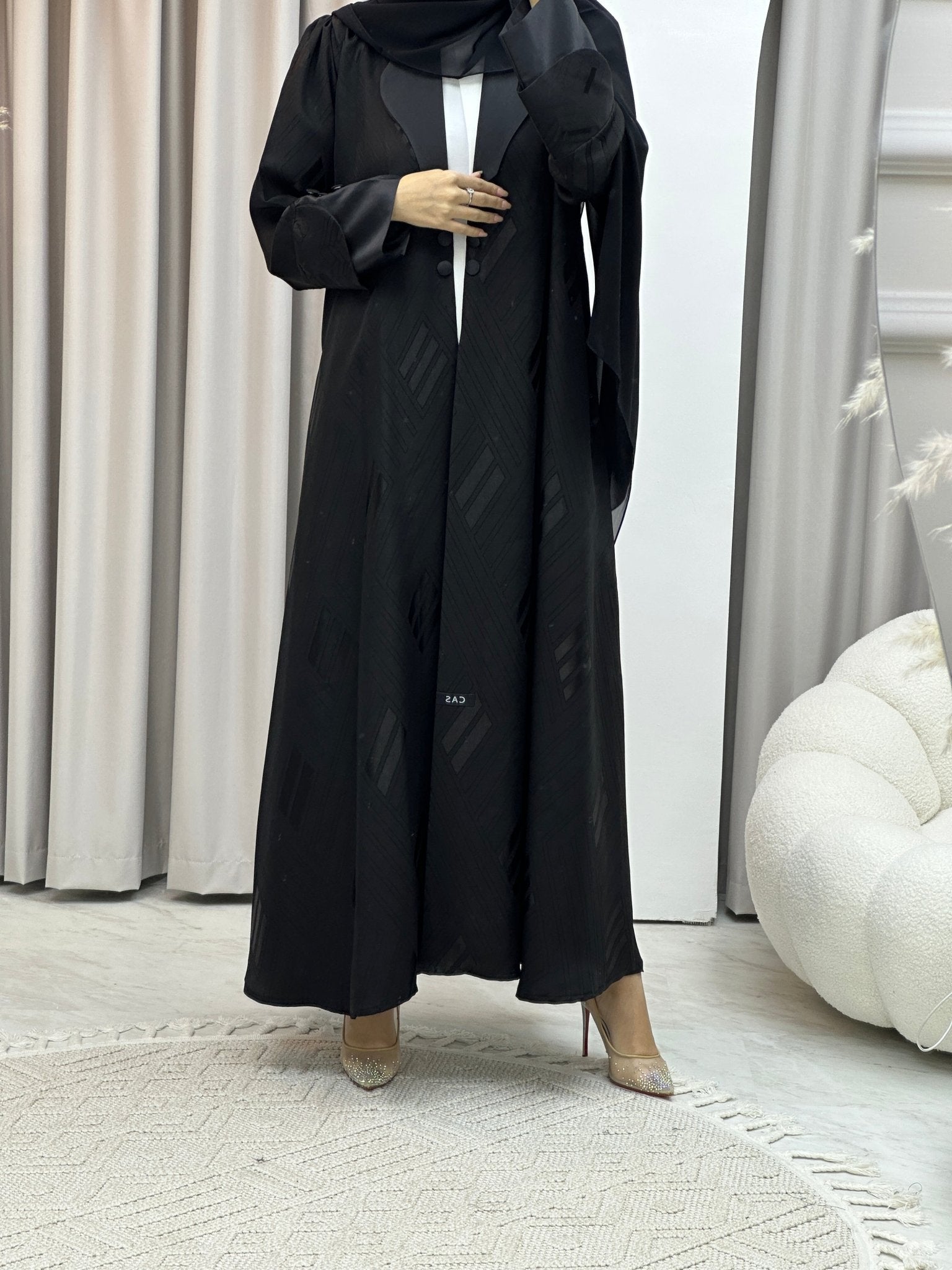 C Coat Jacquard Lined Abaya Set