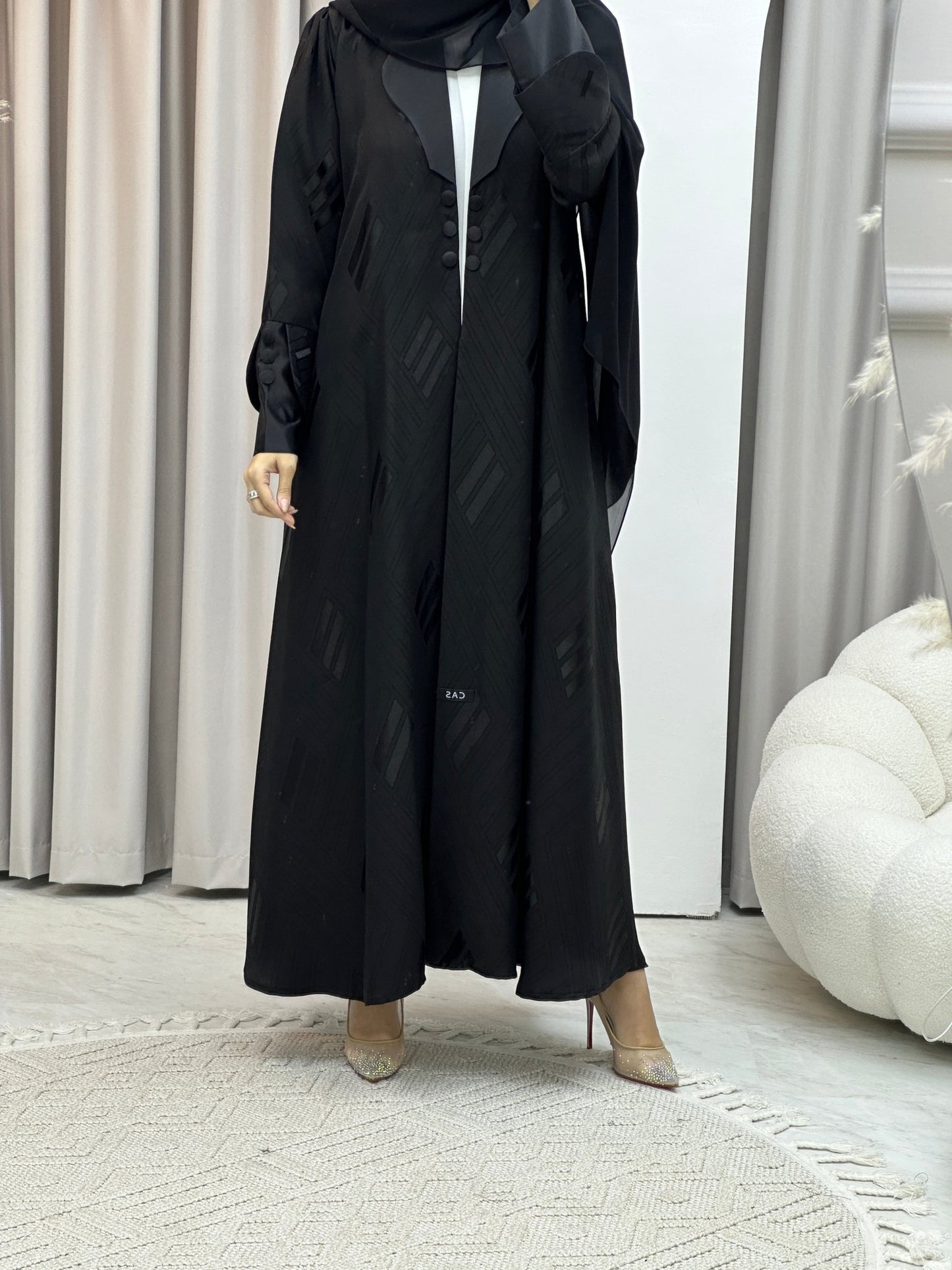 C Coat Jacquard Lined Abaya Set