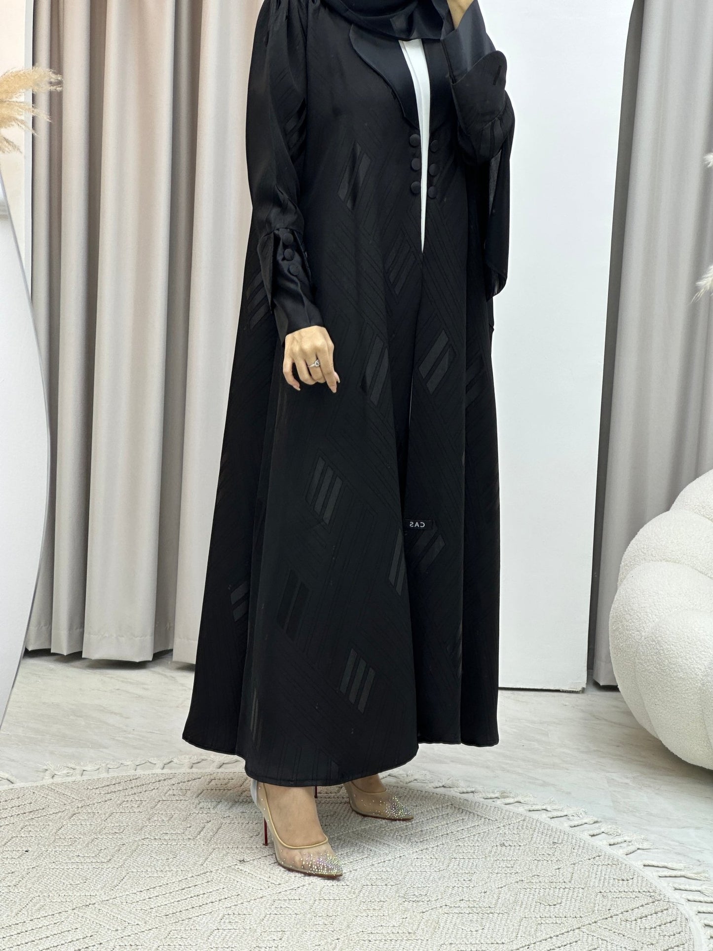 C Coat Jacquard Lined Abaya Set