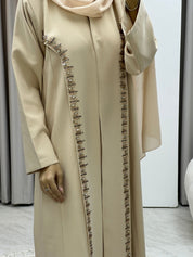 C Cream Embroidery Abaya