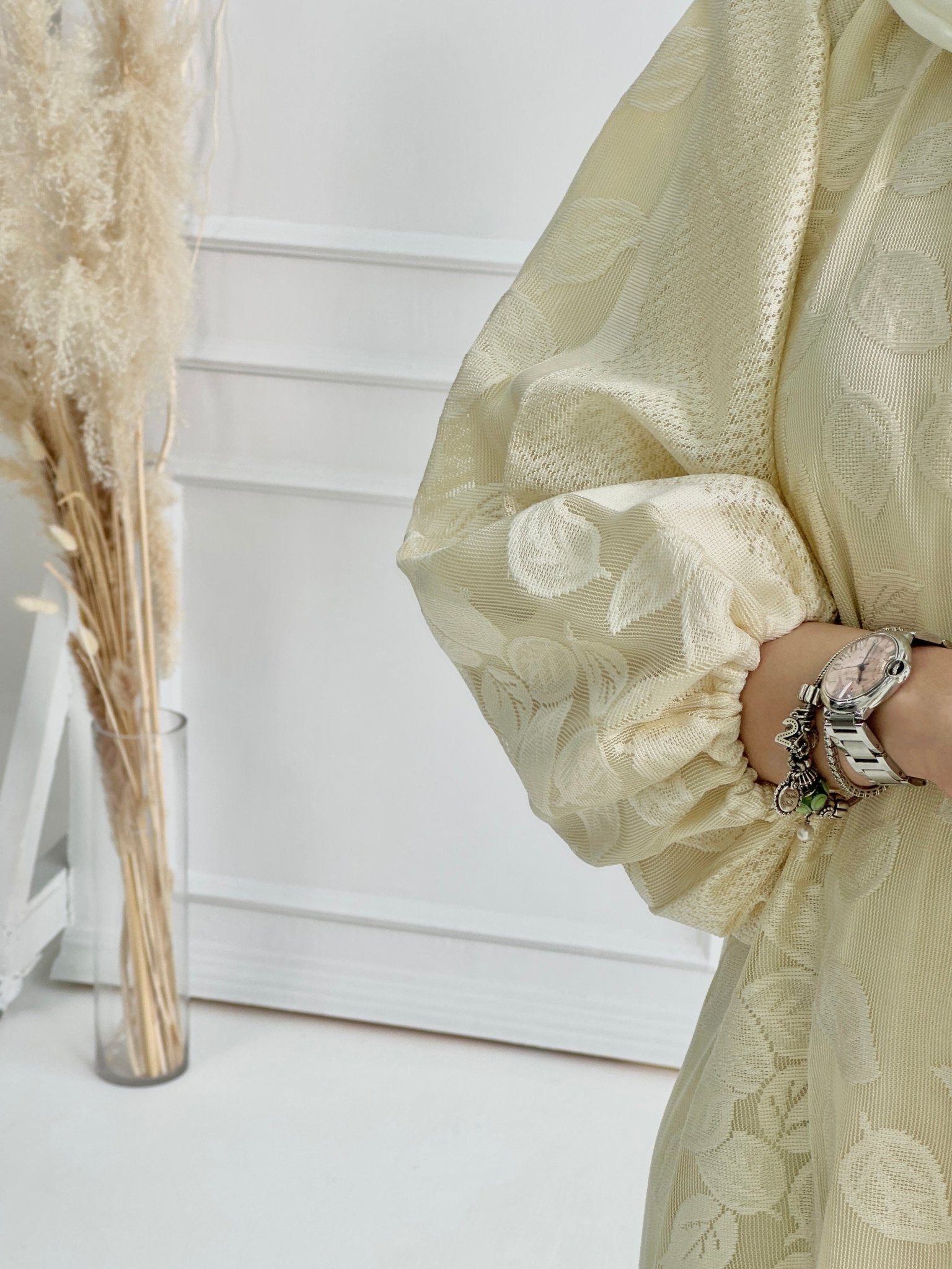 C - Cream - Organza - Evening - Abaya - 54