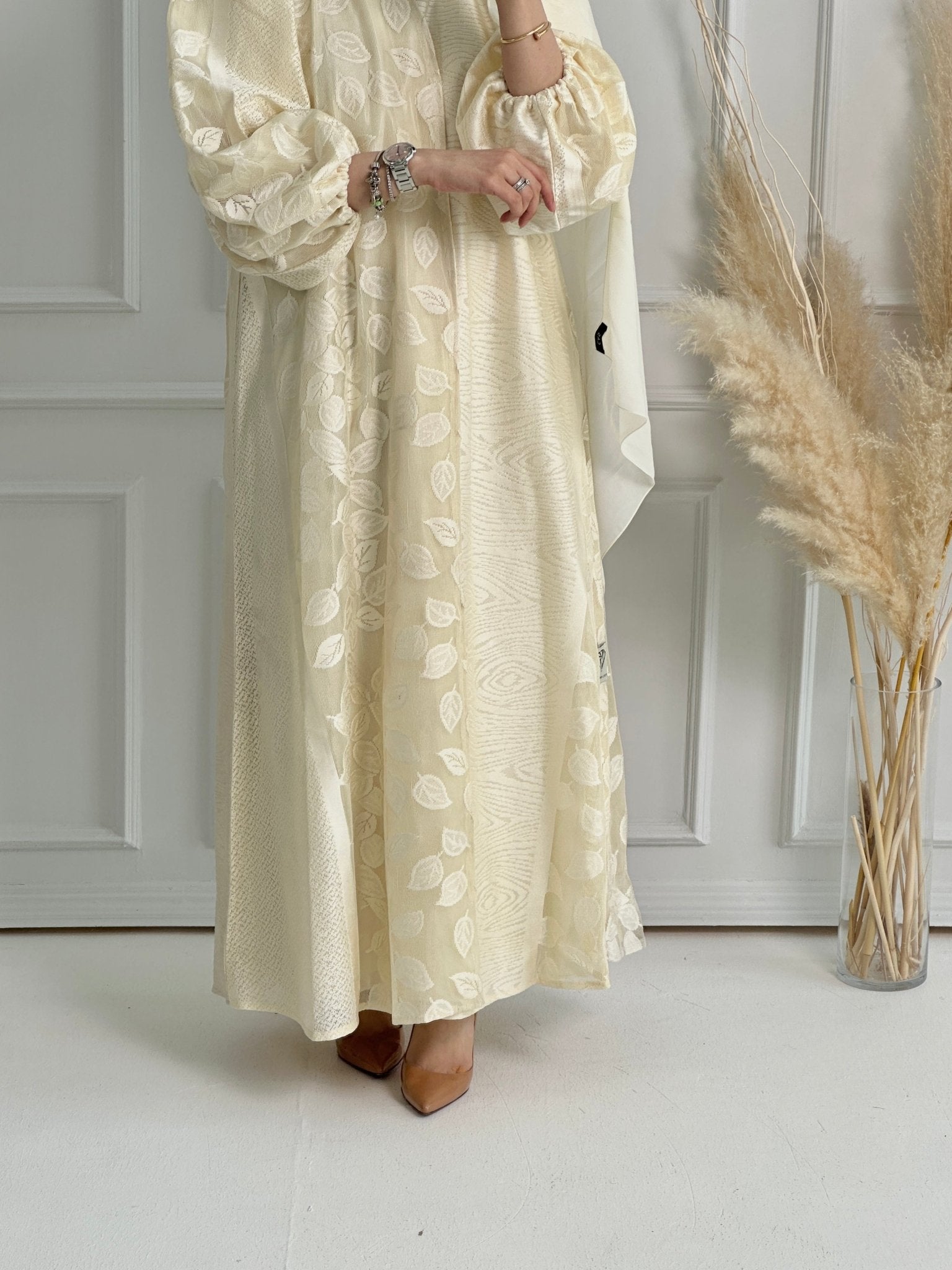 C - Cream - Organza - Evening - Abaya - 54